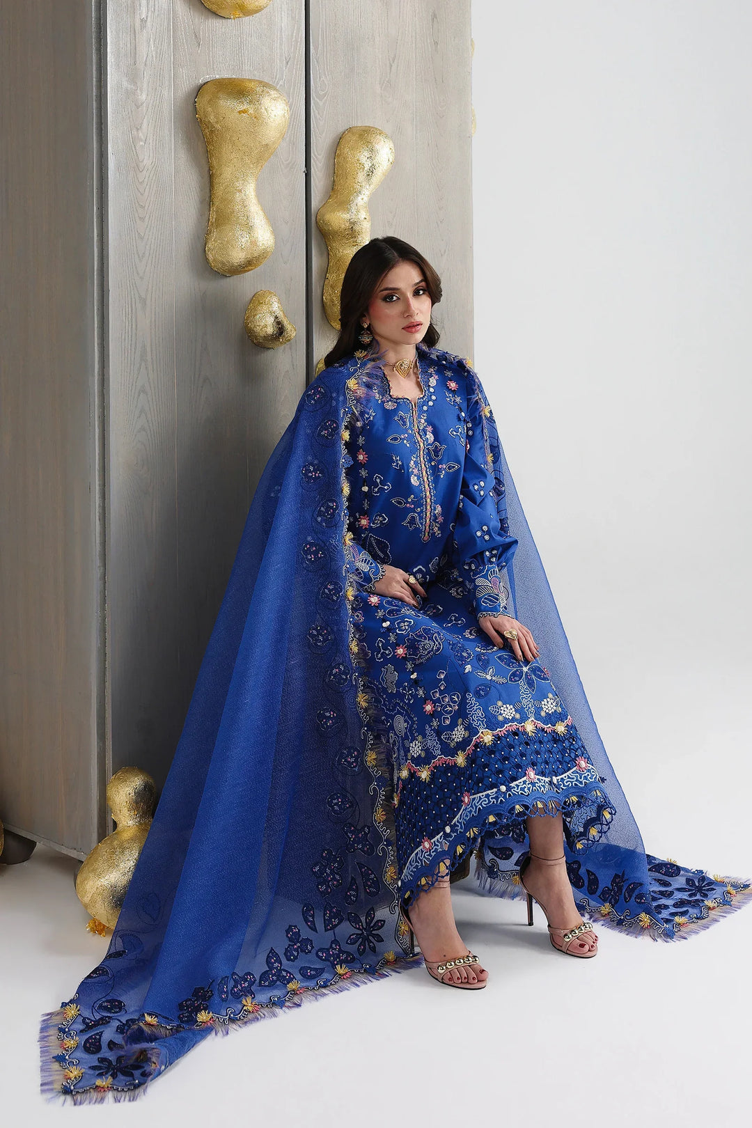 Qalamkar Unstitched Embroidered Lawn 3 Piece Suit QLK26ULF EMINA QFL-6 - Festive Collection