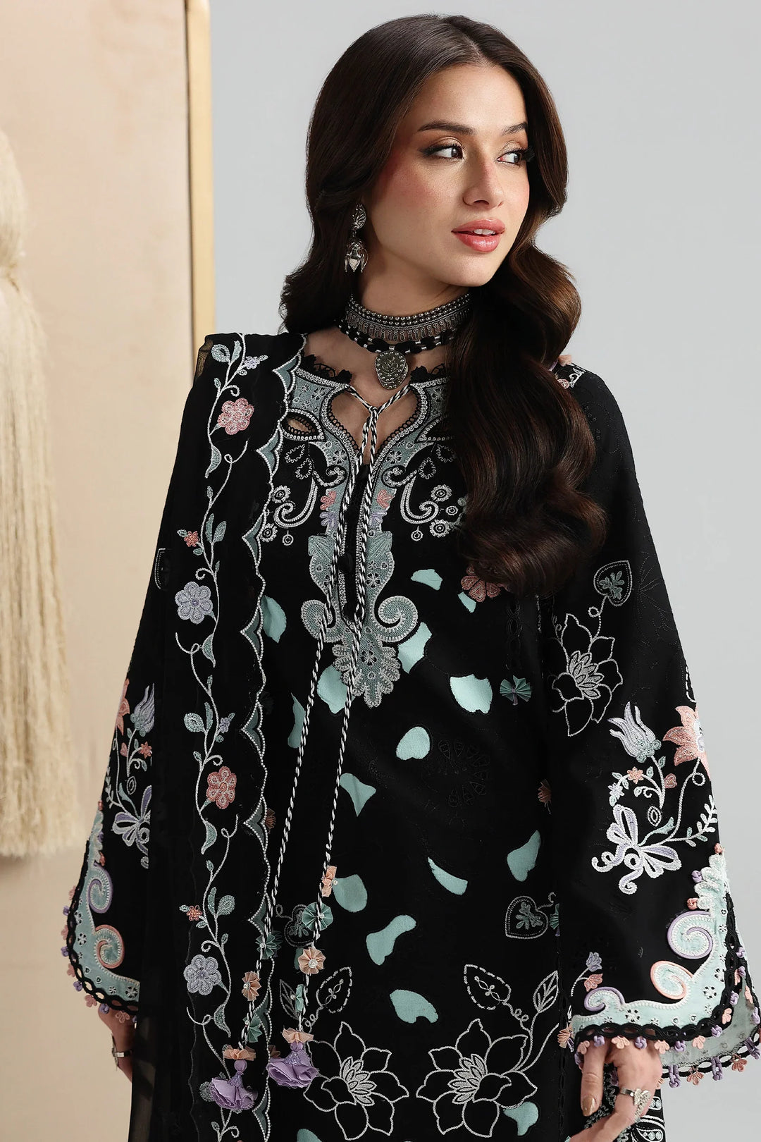 Qalamkar Unstitched Embroidered Lawn 3 Piece Suit QLK26ULF REHA QFL-12 - Festive Collection