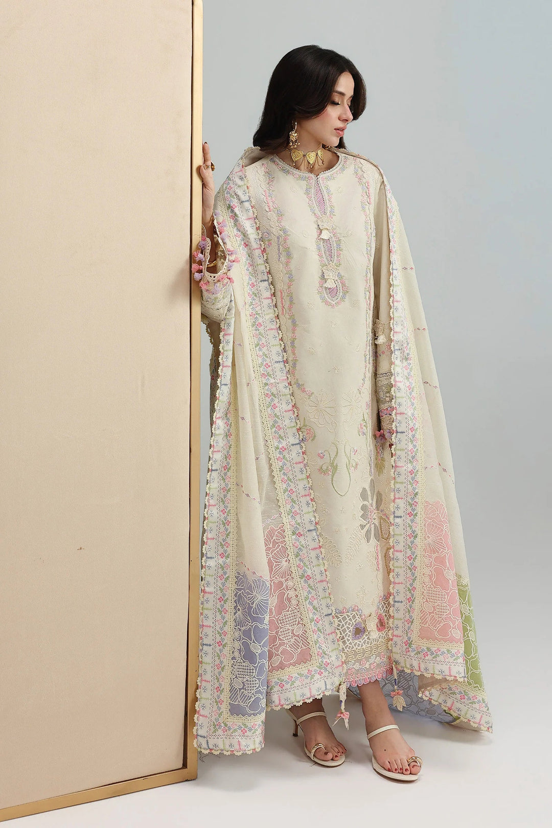 Qalamkar Unstitched Embroidered Lawn 3 Piece Suit QLK26ULF ELMA QFL-1 - Festive Collection
