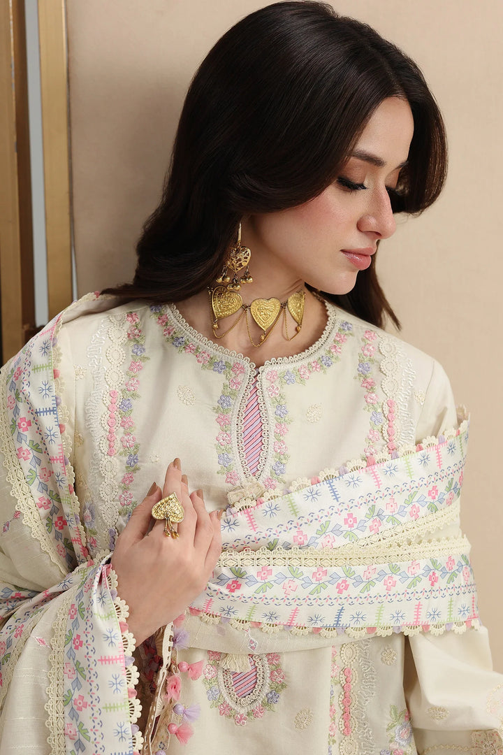Qalamkar Unstitched Embroidered Lawn 3 Piece Suit QLK26ULF ELMA QFL-1 - Festive Collection