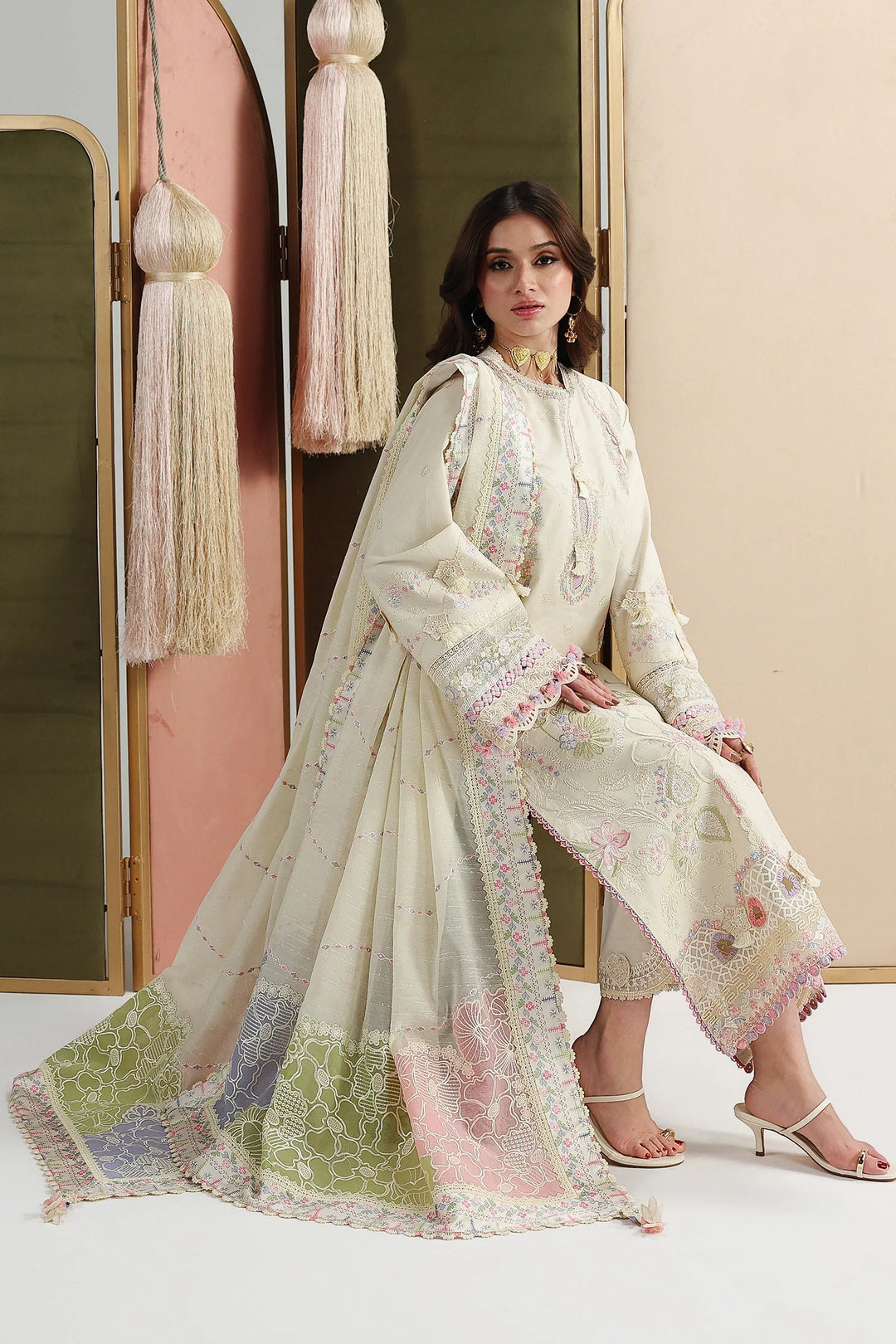 Qalamkar Unstitched Embroidered Lawn 3 Piece Suit QLK26ULF ELMA QFL-1 - Festive Collection