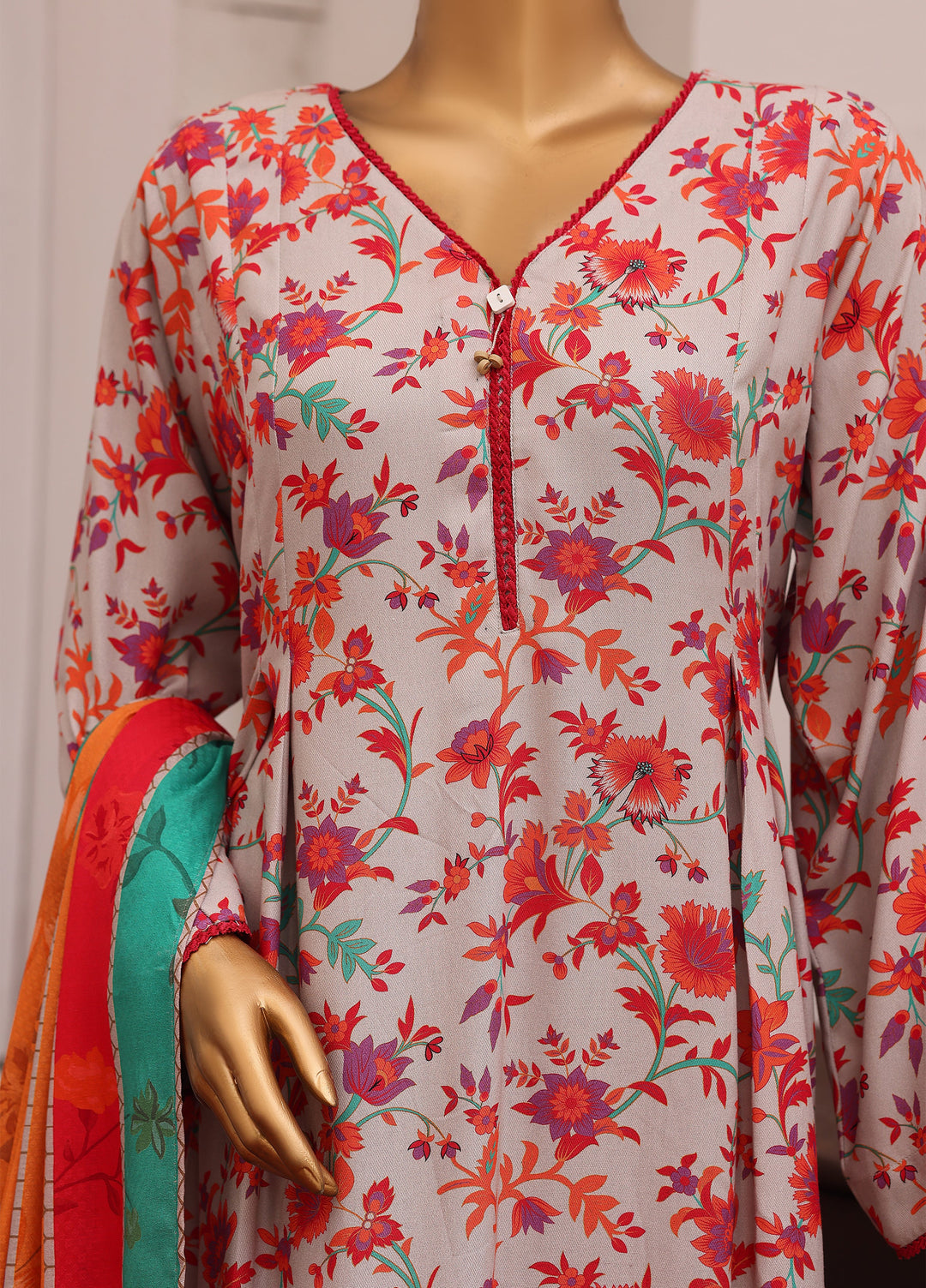 Hz Textiles Unstitched Printed Viscose Twill 3 Piece Suit HZ26UVT VT-5034 - Winter Collection