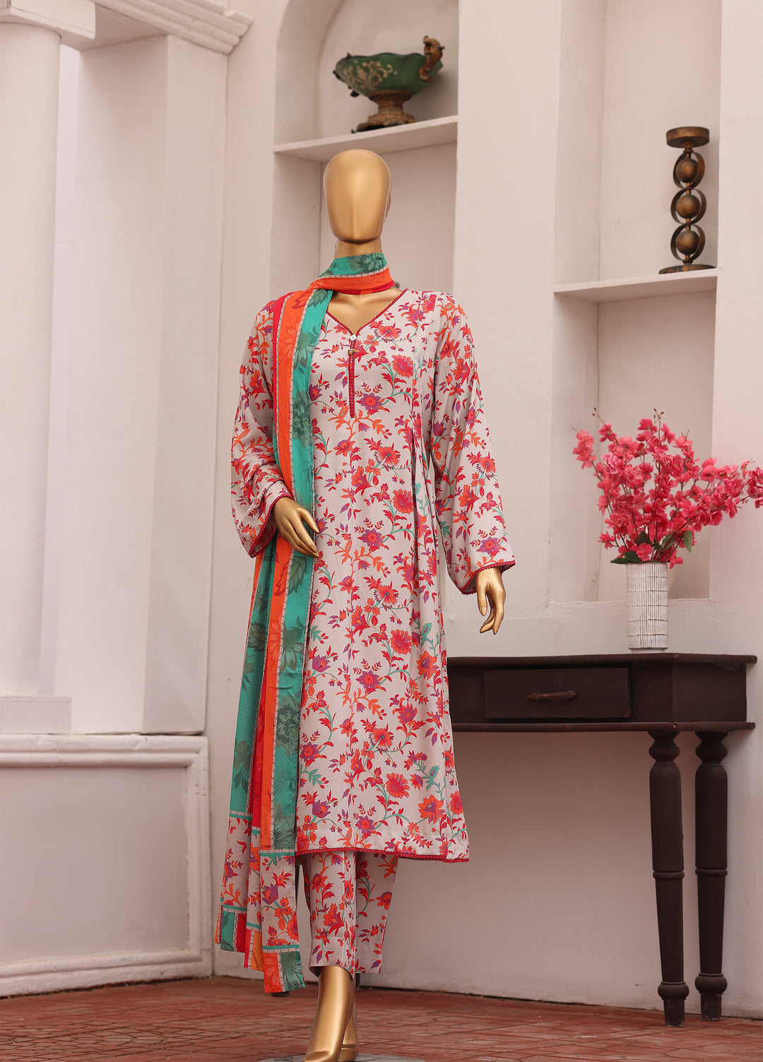 Hz Textiles Unstitched Printed Viscose Twill 3 Piece Suit HZ26UVT VT-5034 - Winter Collection