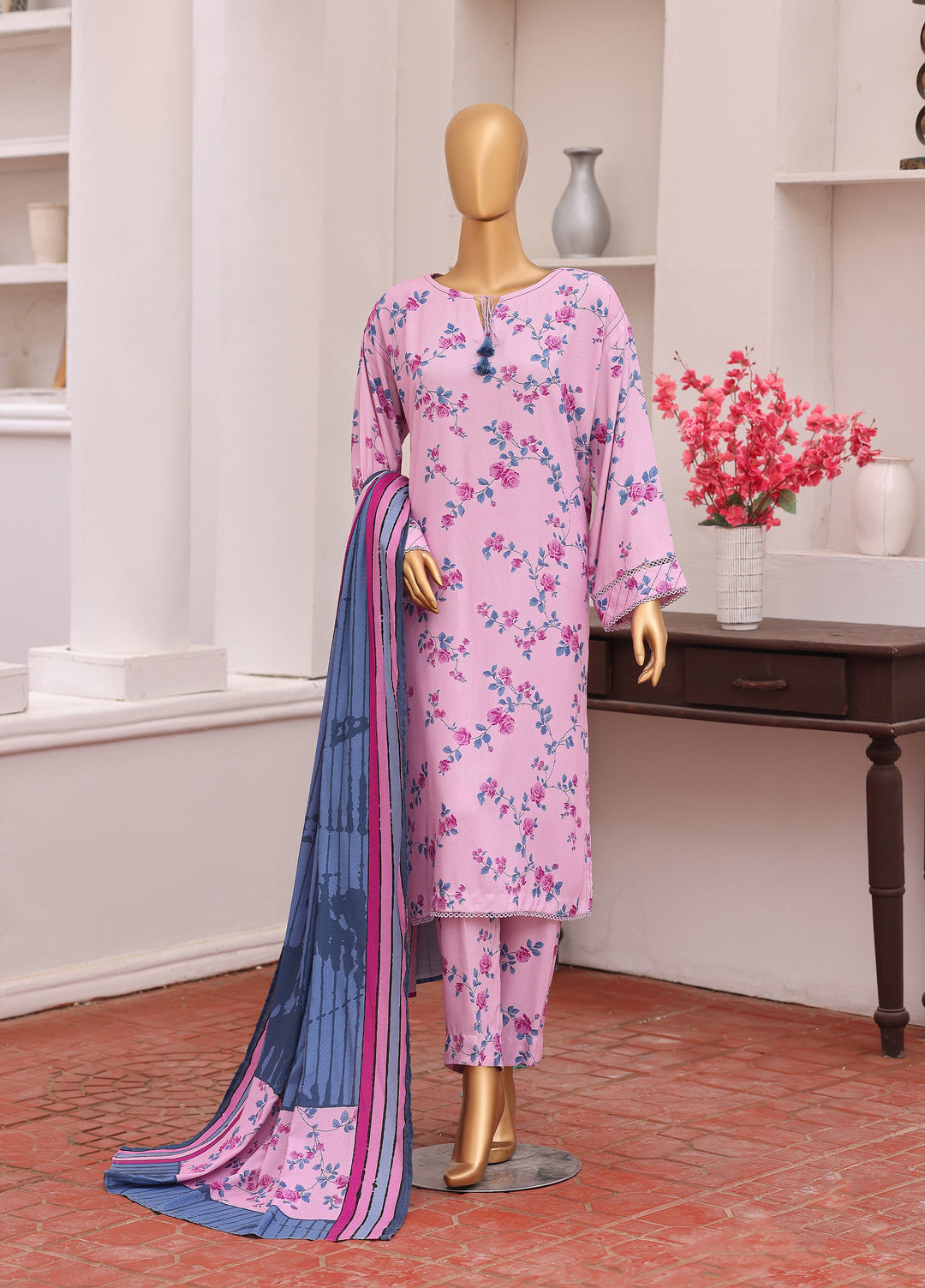 Hz Textiles Unstitched Printed Viscose Twill 3 Piece Suit HZ26UVT VT-5031 - Winter Collection