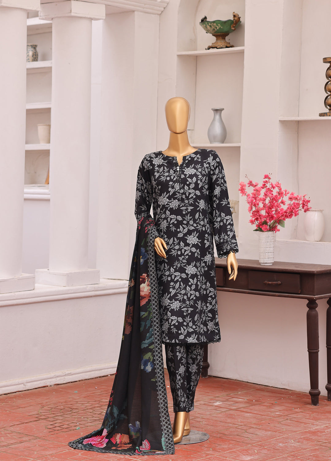 Hz Textiles Unstitched Printed Viscose Twill 3 Piece Suit HZ26UVT VT-5037 - Winter Collection