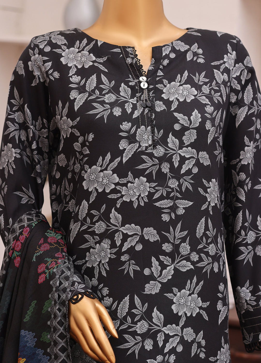 Hz Textiles Unstitched Printed Viscose Twill 3 Piece Suit HZ26UVT VT-5037 - Winter Collection