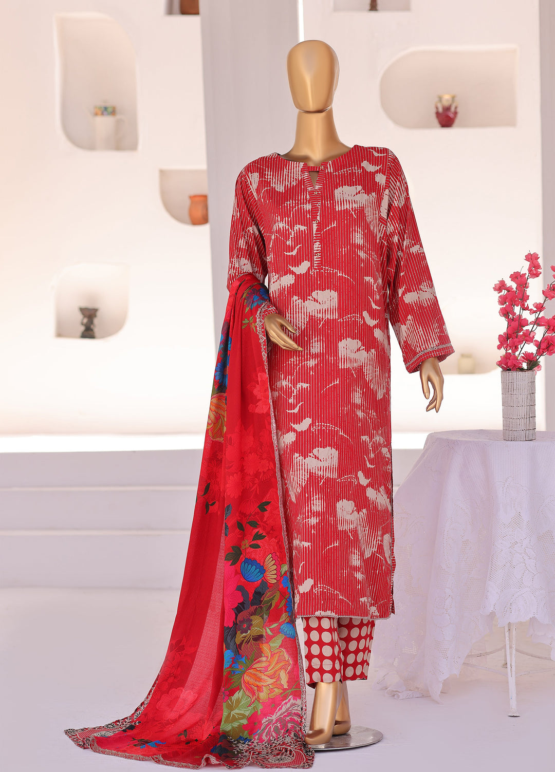 Hz Textiles Unstitched Printed Viscose Linen 3 Piece Suit HZ26ULW LW-5050 - Winter Collection