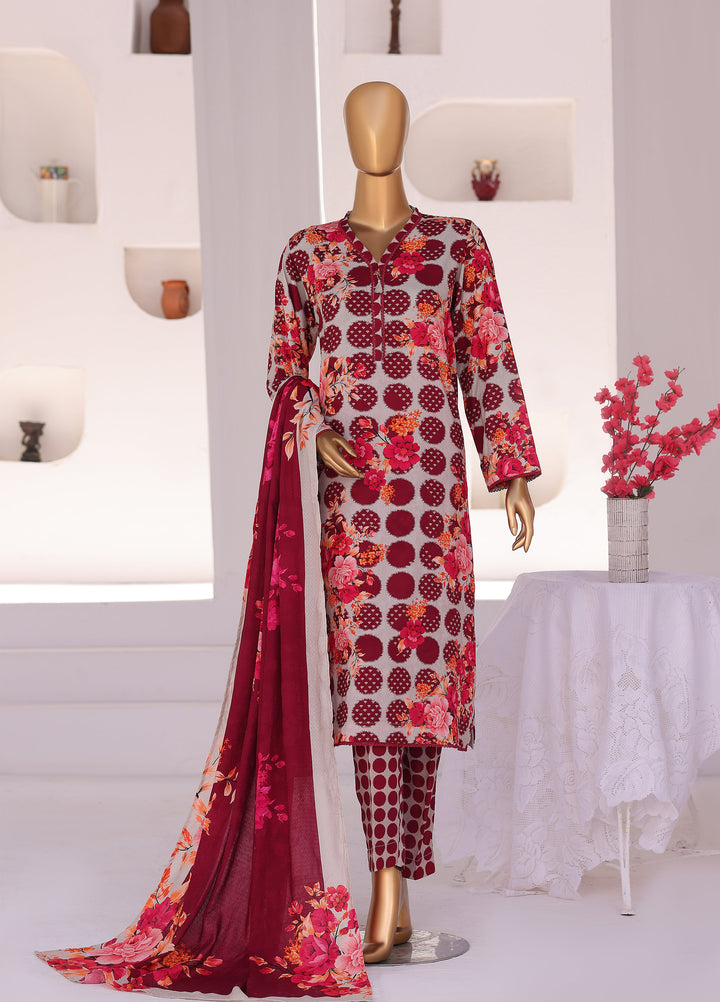 Hz Textiles Unstitched Printed Viscose Linen 3 Piece Suit HZ26ULW LW-5048 - Winter Collection