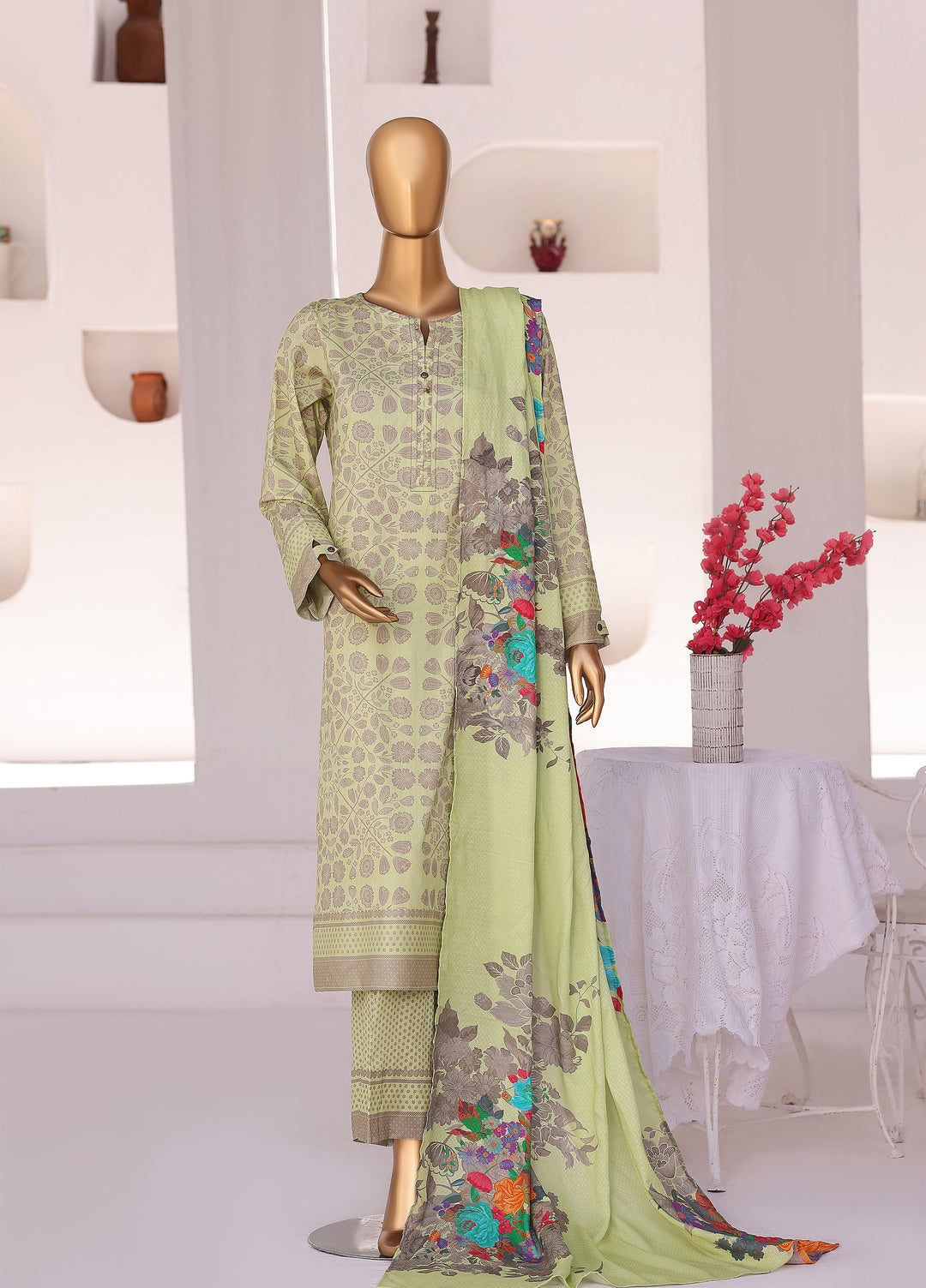 Hz Textiles Unstitched Printed Viscose Linen 3 Piece Suit HZ26ULW LW-5053 - Winter Collection