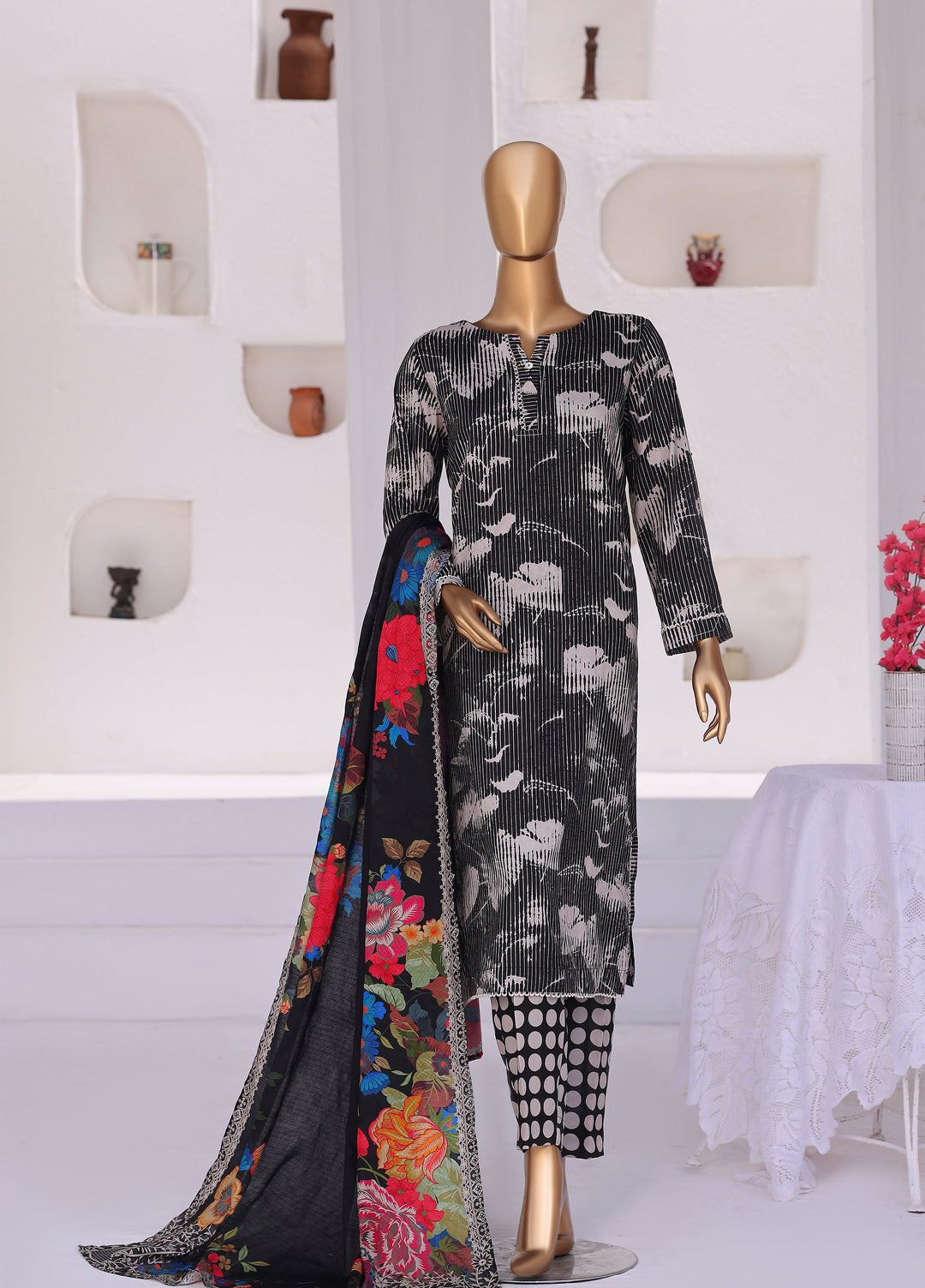 Hz Textiles Unstitched Printed Viscose Linen 3 Piece Suit HZ26ULW LW-5049 - Winter Collection