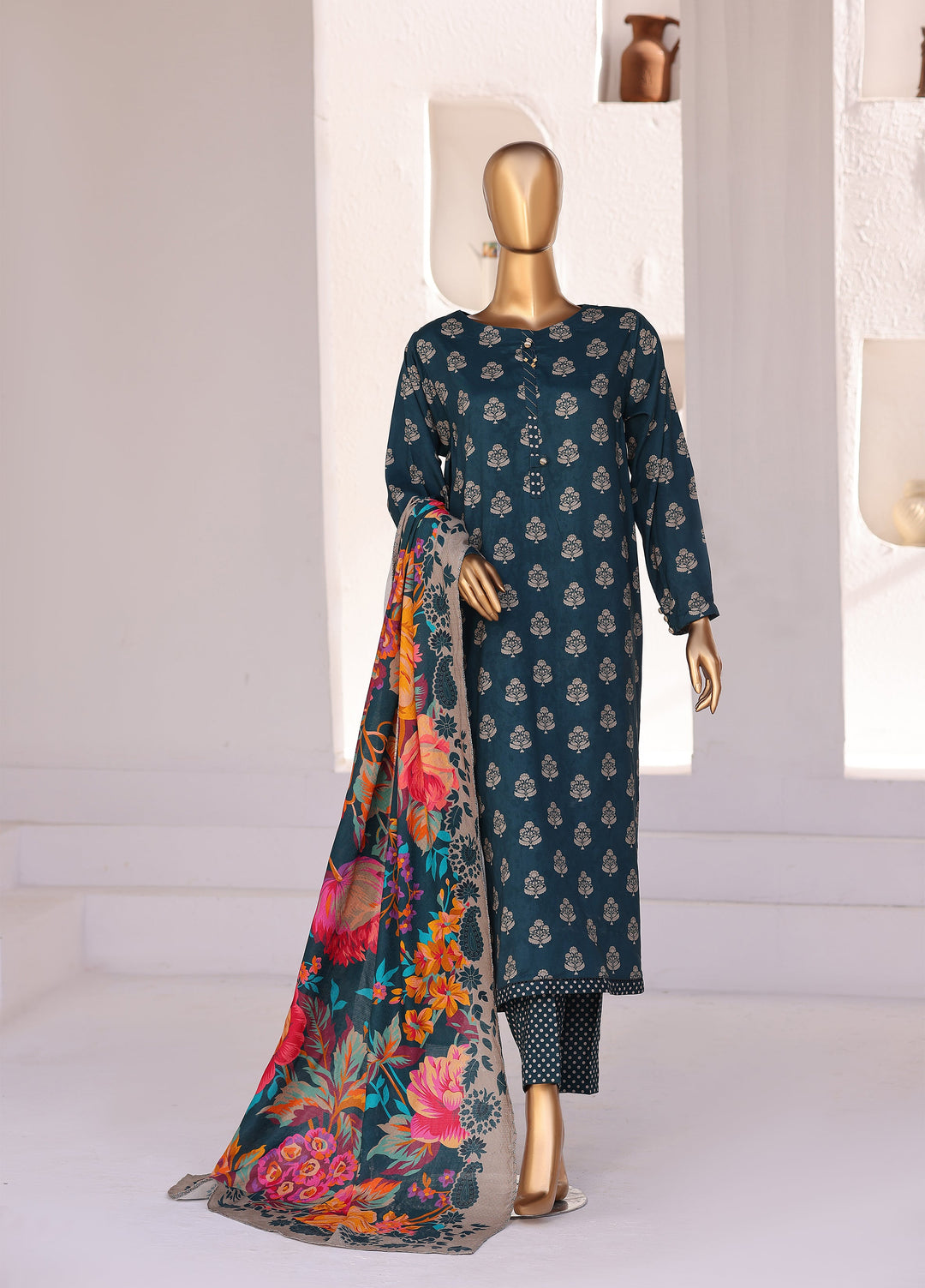 Hz Textiles Unstitched Printed Viscose Linen 3 Piece Suit HZ26ULW LW-5051 - Winter Collection