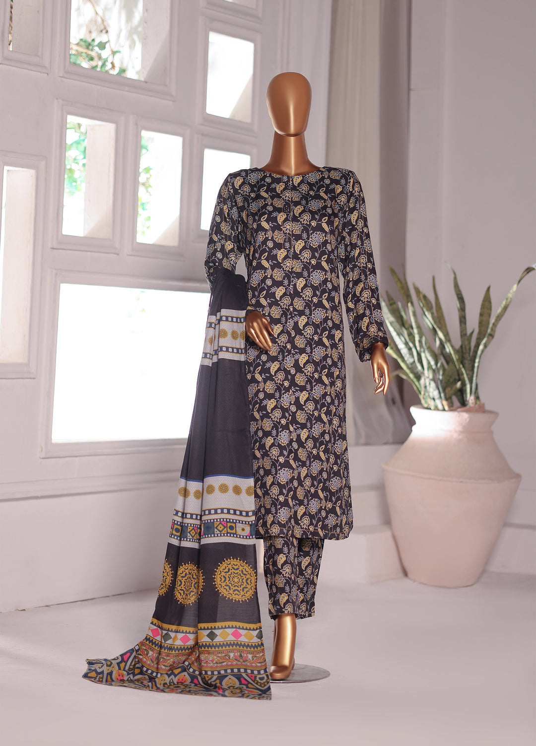 Hz Textiles Unstitched Printed Viscose Twill 3 Piece Suit HZ26UVT VT-5042 - Winter Collection