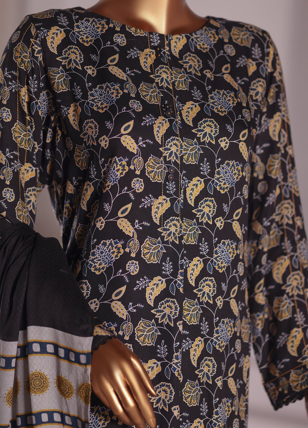 Hz Textiles Unstitched Printed Viscose Twill 3 Piece Suit HZ26UVT VT-5042 - Winter Collection