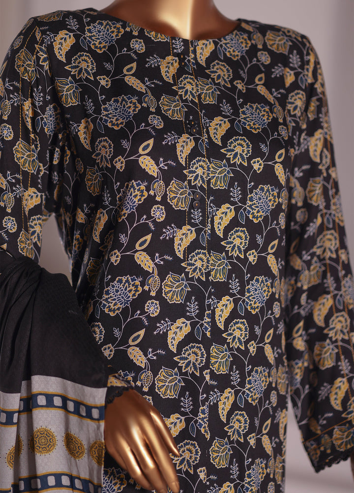 Hz Textiles Unstitched Printed Viscose Twill 3 Piece Suit HZ26UVT VT-5042 - Winter Collection