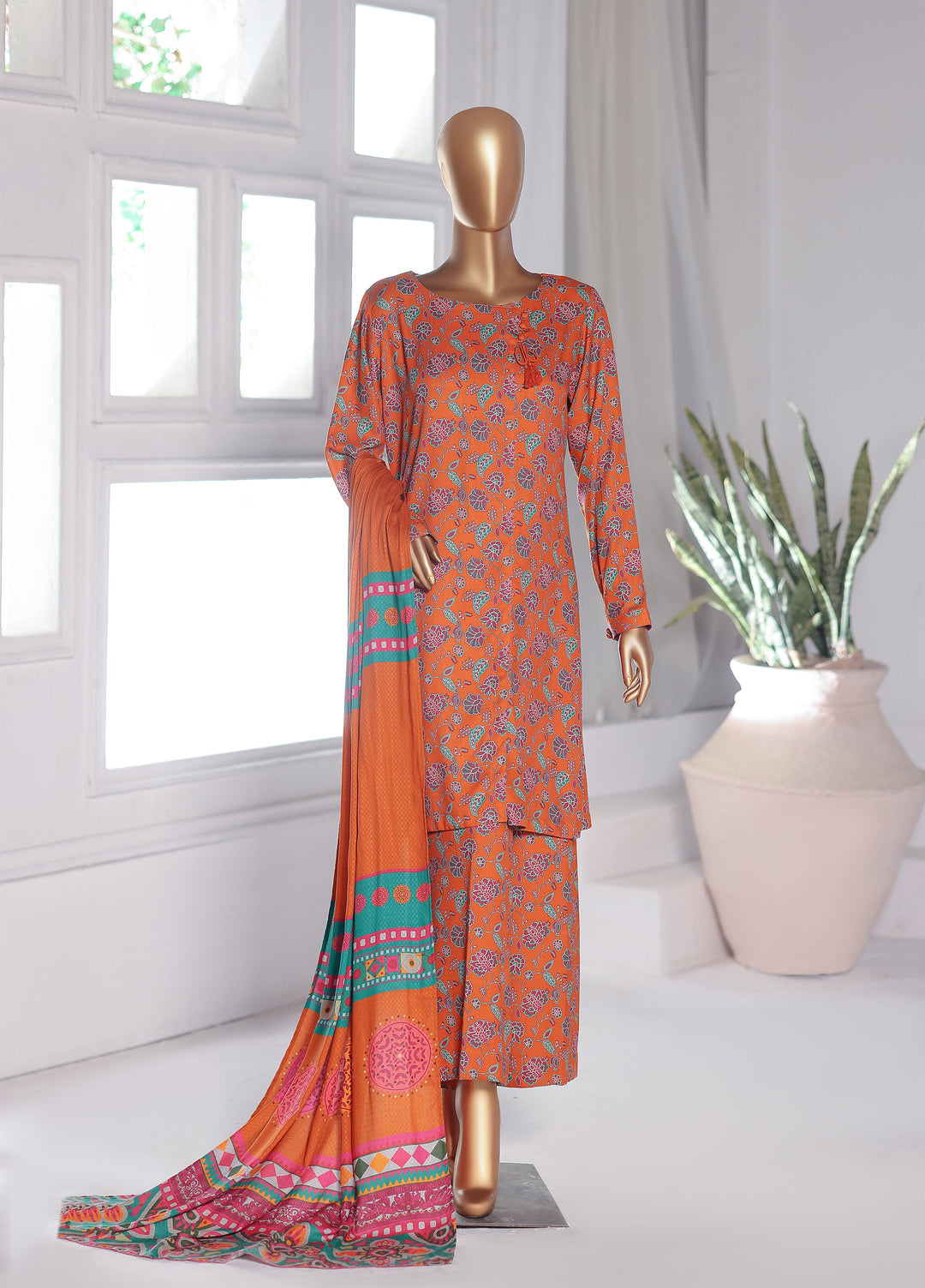 Hz Textiles Unstitched Printed Viscose Twill 3 Piece Suit HZ26UVT VT-5043 - Winter Collection