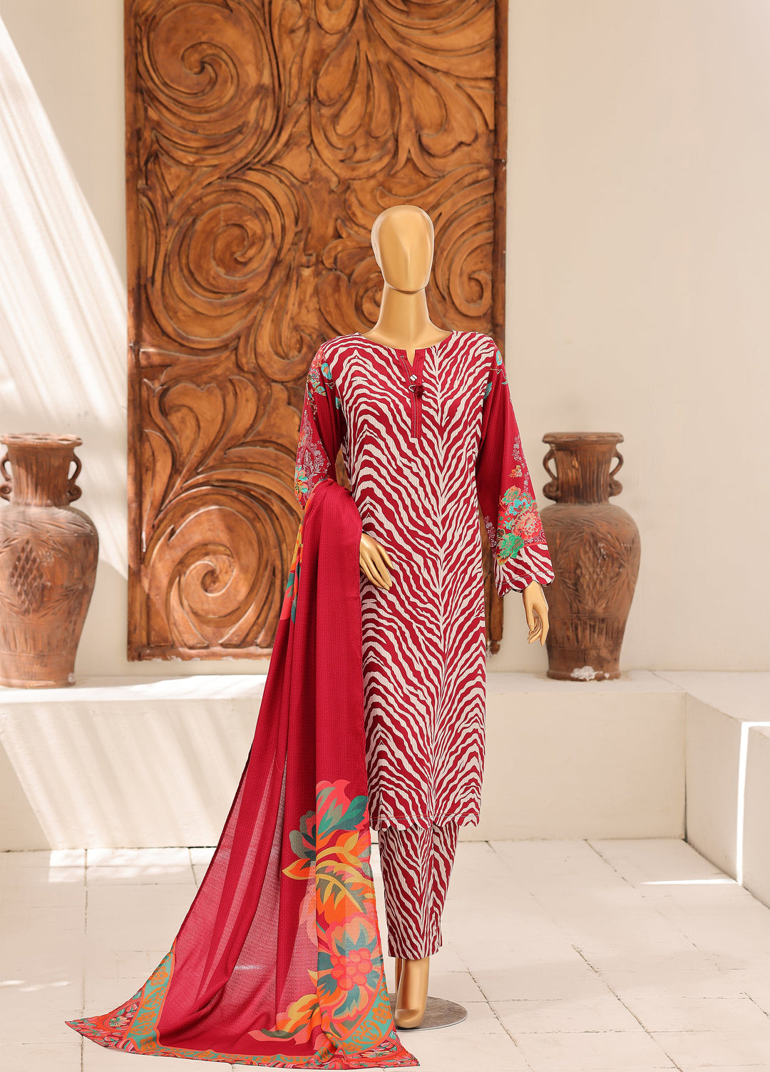 Hz Textiles Unstitched Printed Viscose Linen 3 Piece Suit HZ26ULW LW-5065 - Winter Collection
