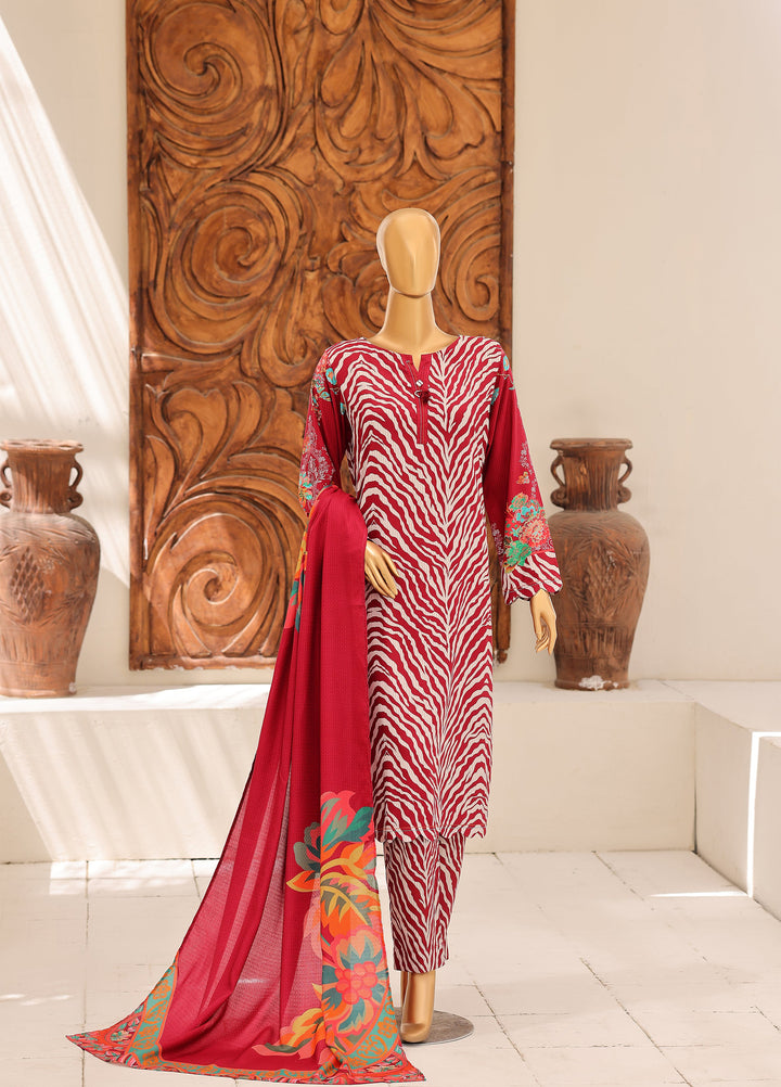 Hz Textiles Unstitched Printed Viscose Linen 3 Piece Suit HZ26ULW LW-5065 - Winter Collection