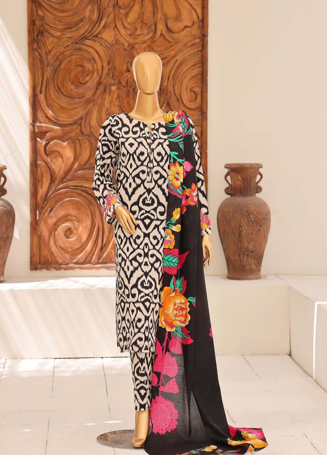 Hz Textiles Unstitched Printed Viscose Linen 3 Piece Suit HZ26ULW LW-5069 - Winter Collection