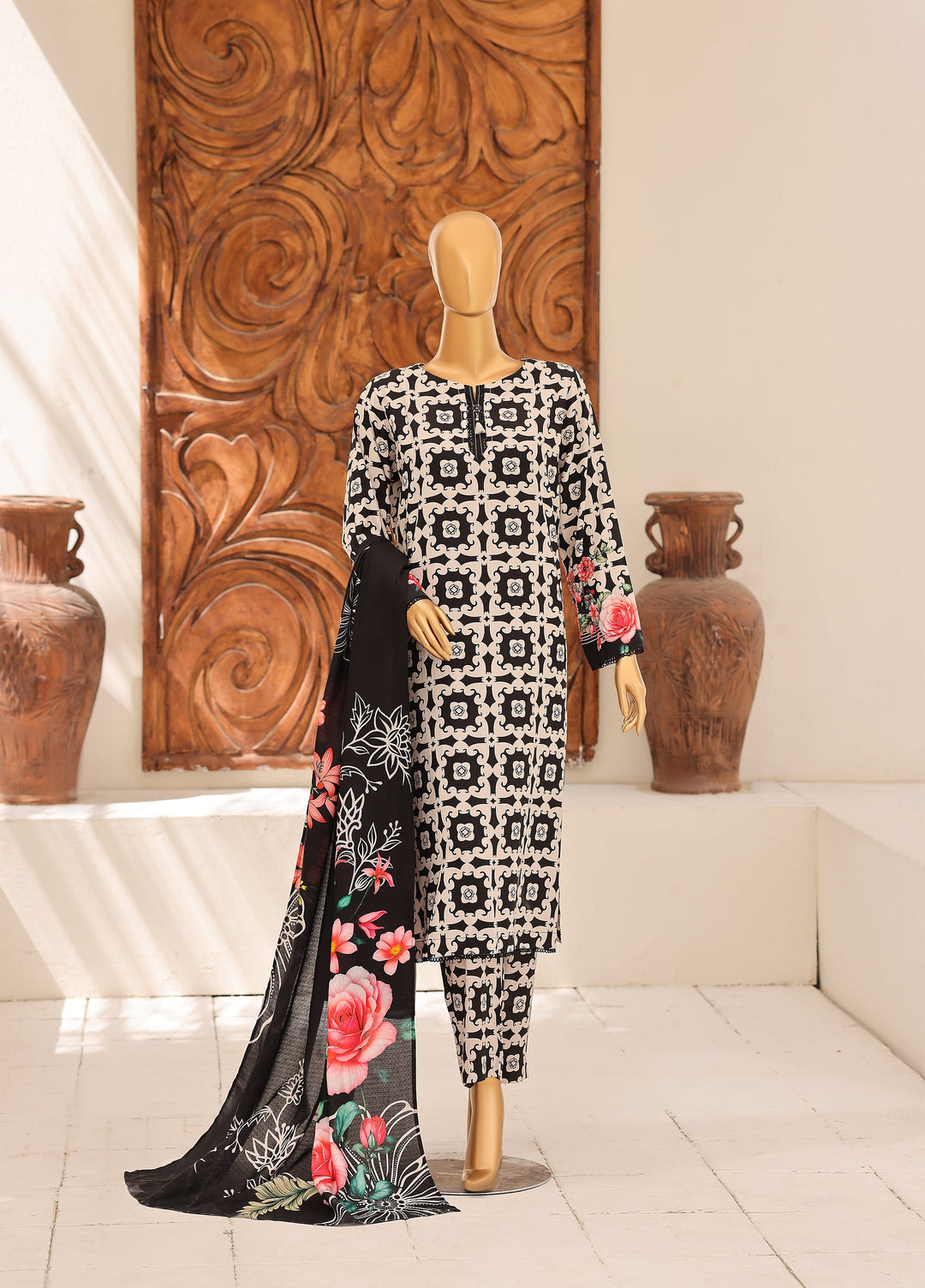 Hz Textiles Unstitched Printed Viscose Linen 3 Piece Suit HZ26ULW LW-5068 - Winter Collection