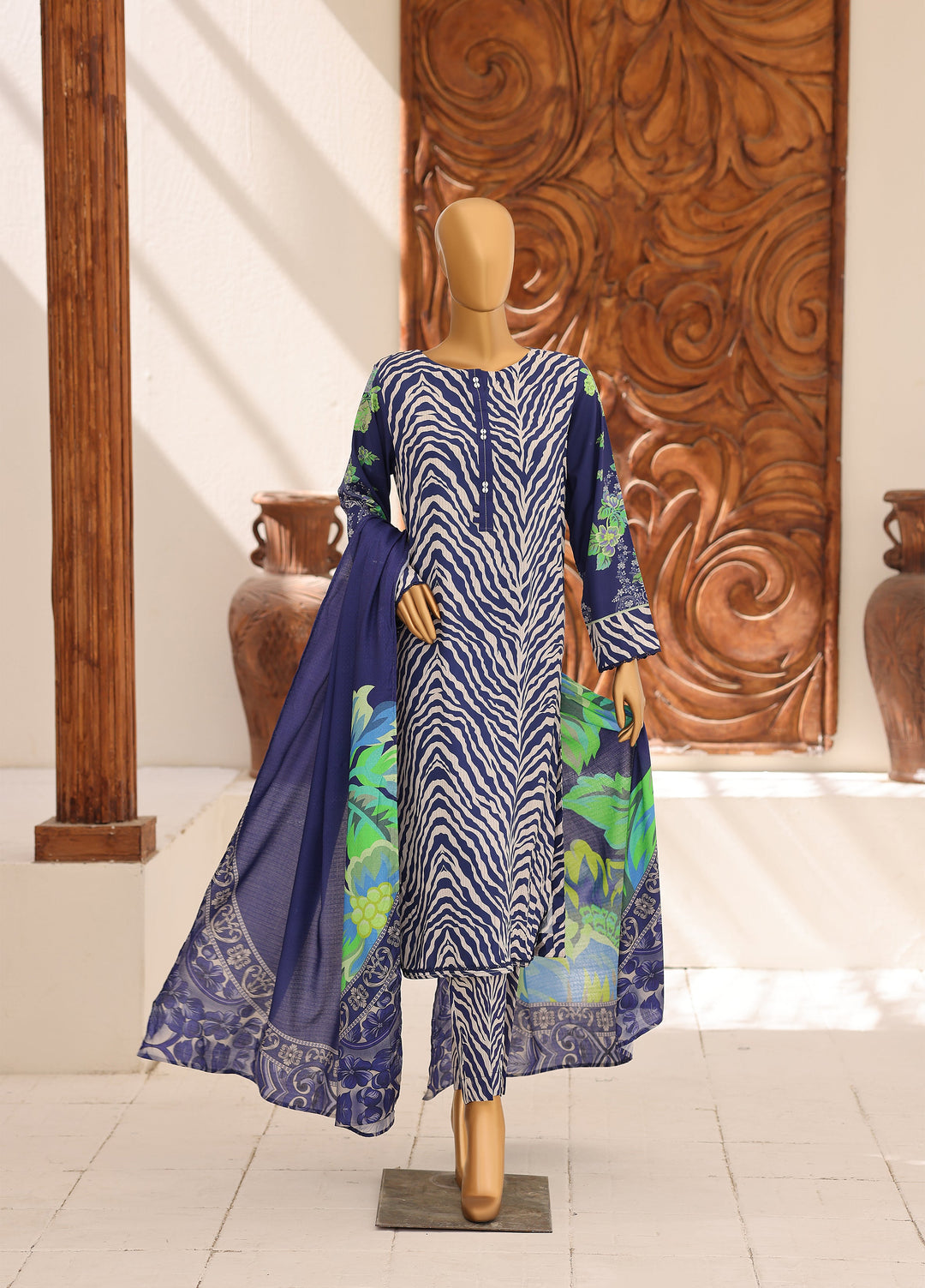 Hz Textiles Unstitched Printed Viscose Linen 3 Piece Suit HZ26ULW LW-5066 - Winter Collection