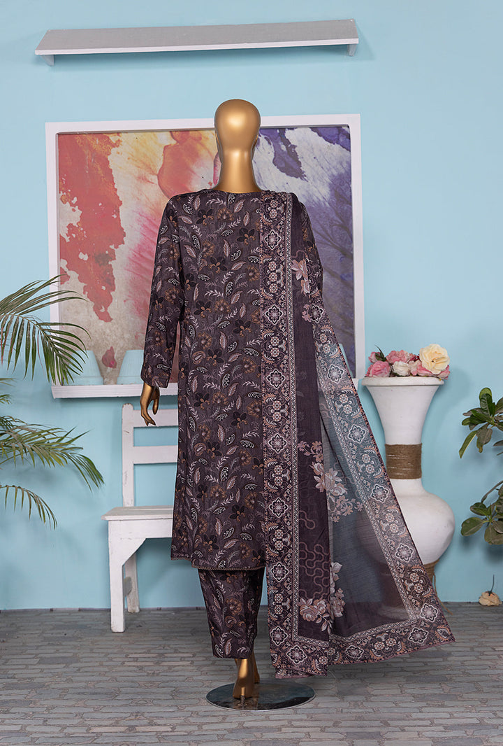 HZ Textiles Digital Printed Unstitched Linen 3 Piece Suit LWP-1310 - Winter Collection