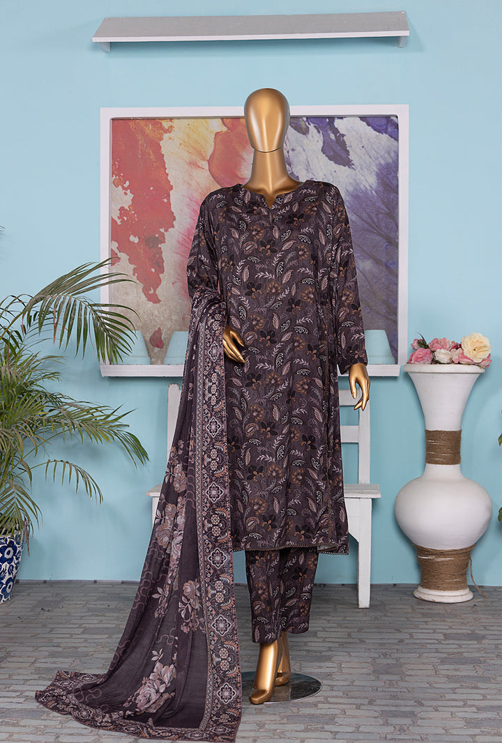 HZ Textiles Digital Printed Unstitched Linen 3 Piece Suit LWP-1310 - Winter Collection