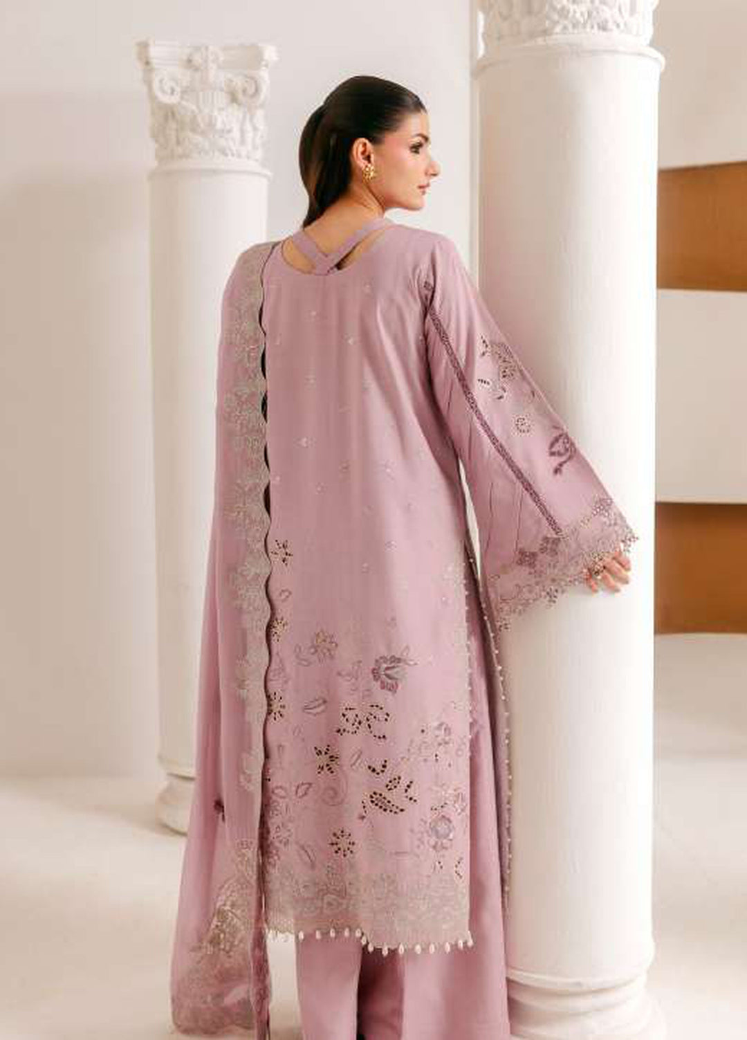 Luxe Silk by Florent Unstitched Embroidered Raw Silk 3 Piece Suit FL26ULS Rose Muse - Festive Collection