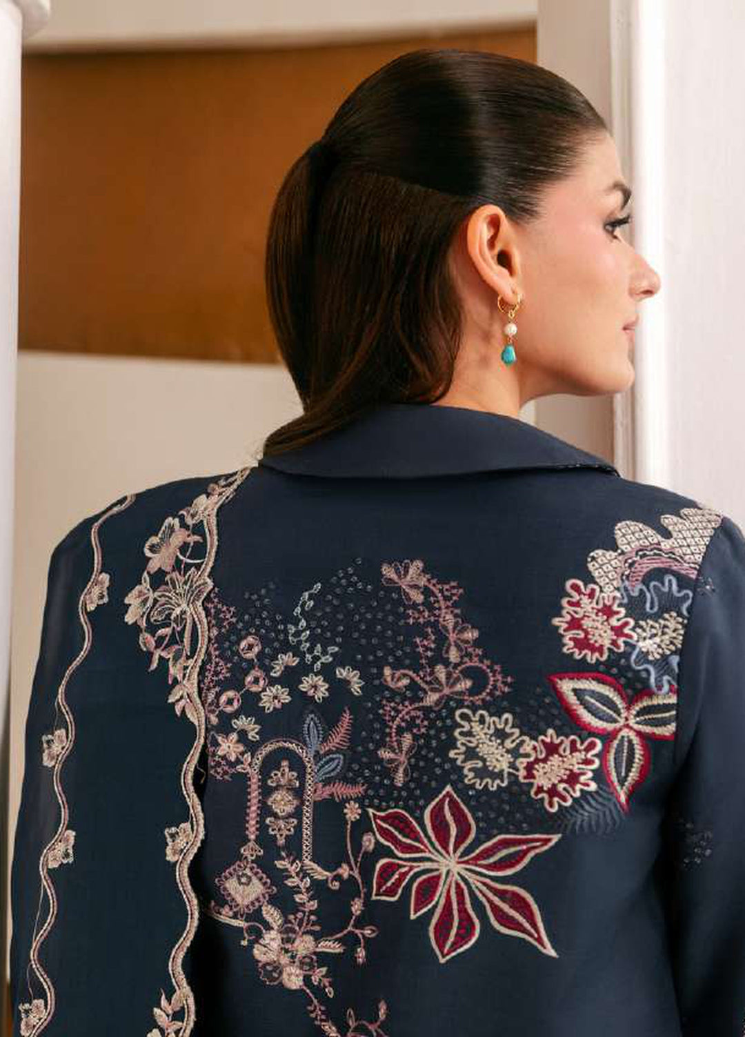 Luxe Silk by Florent Unstitched Embroidered Raw Silk 3 Piece Suit FL26ULS Obsidian Bloom - Festive Collection