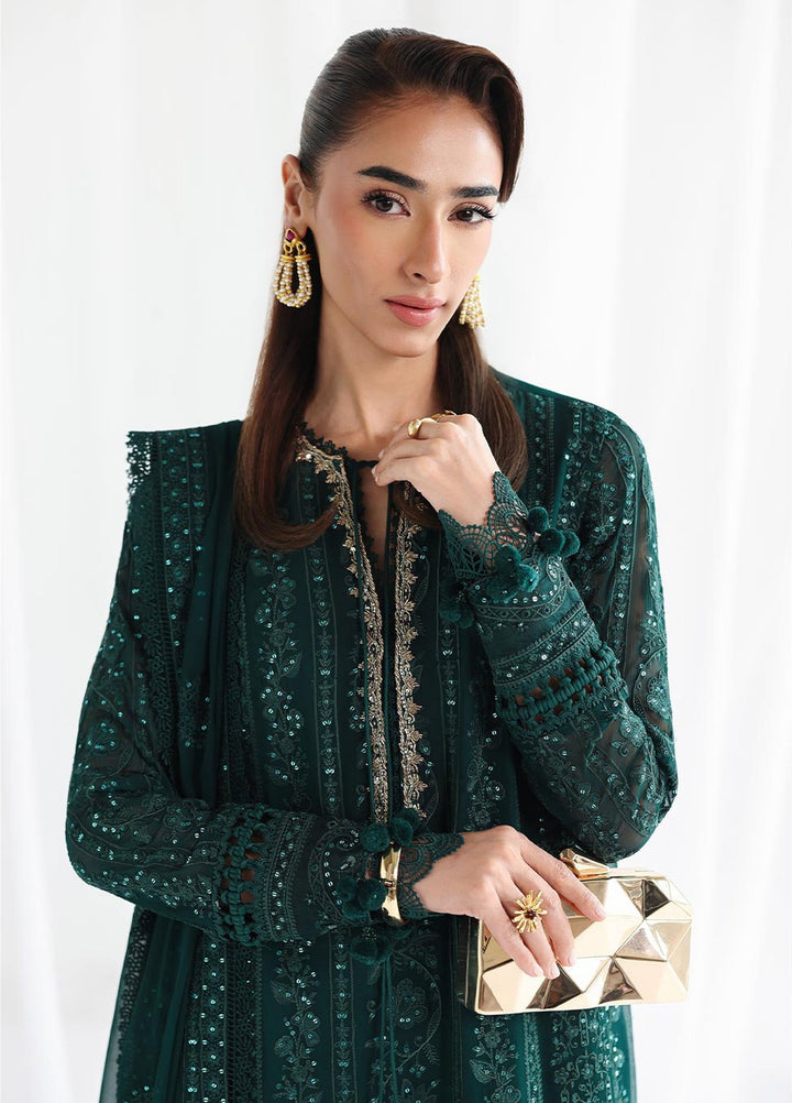Qalamkar Unstitched Embroidered Chiffon 3 Piece Suit QLK26UCF Janaan QCC-05 - Festive Collection