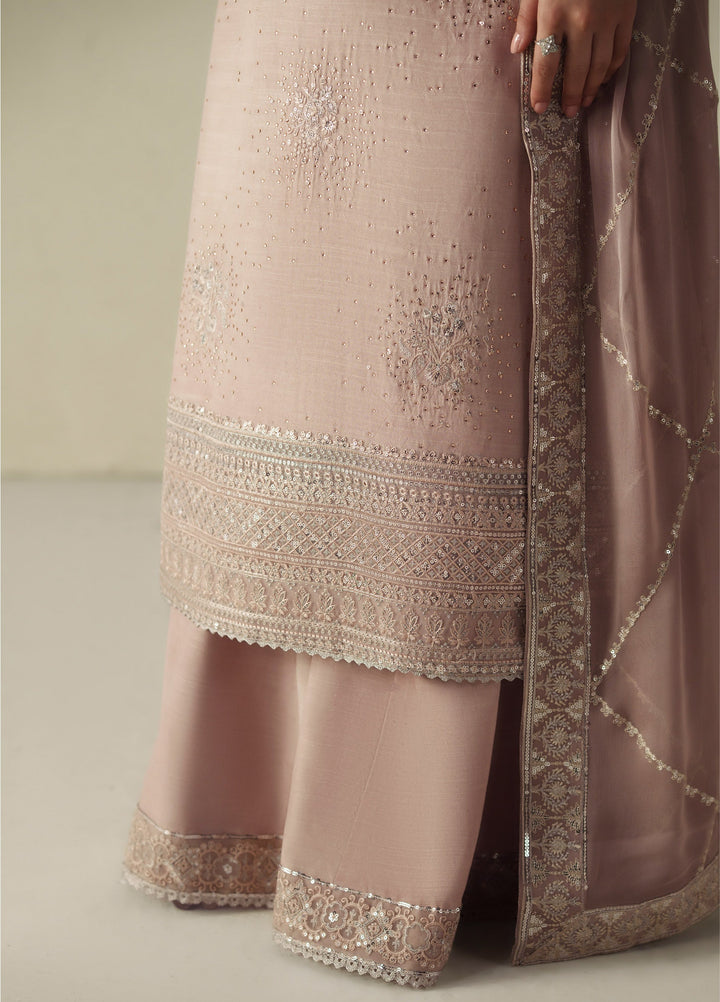Vera Unstitched Embroidered Raw Silk 3 Piece Suit VR26URF Naqsh Soft Pink - Festive Collection