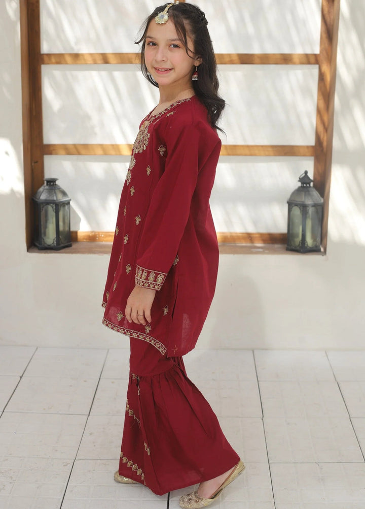 Khanak Girls RTW Embroidered Cotton 2 Piece Suit KST-145 - Festive Collection
