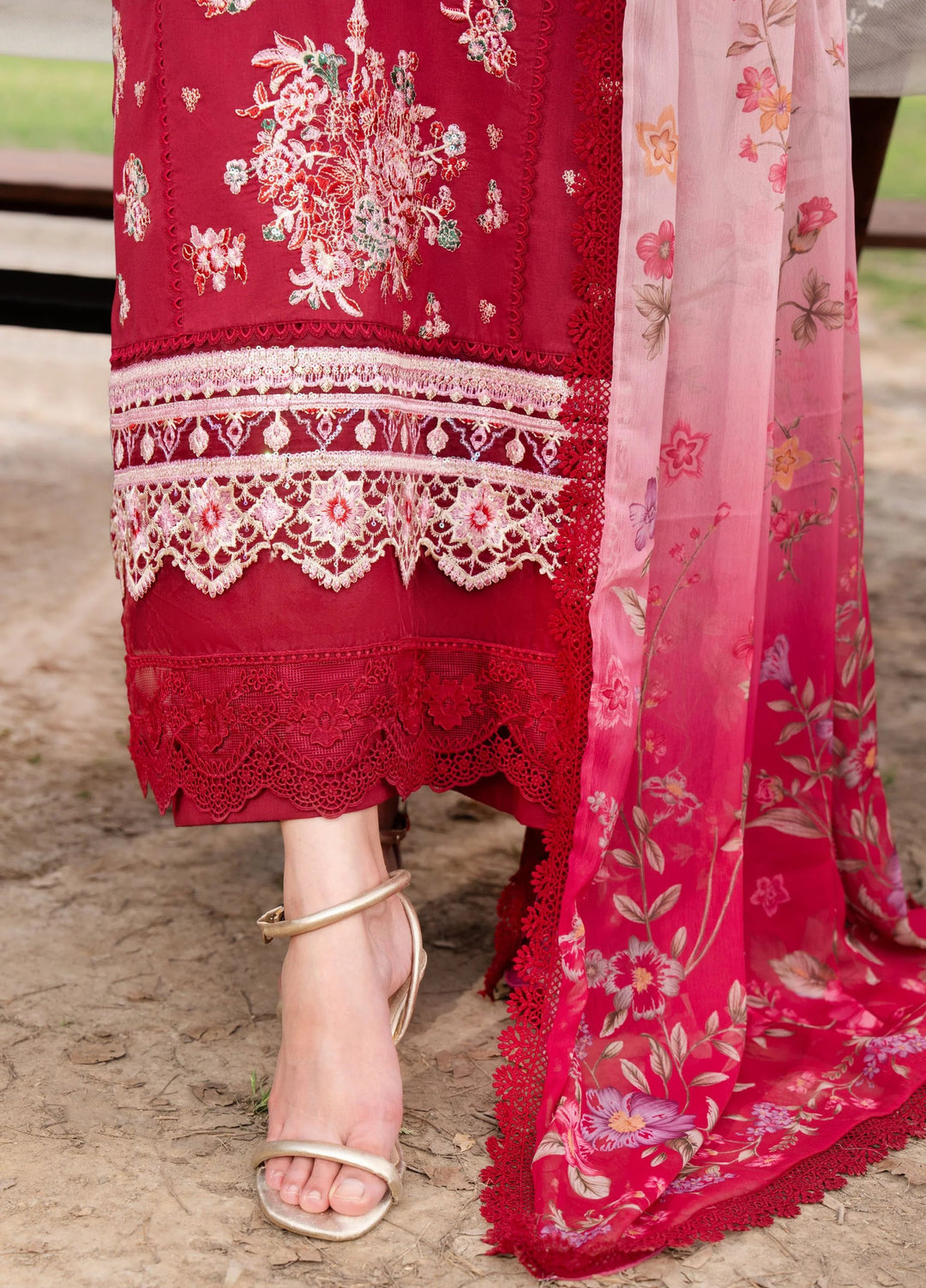 Chandan Nagri Women RTW Embroidered Lawn 3 Piece Suit Laleh Rose - Festive Collection