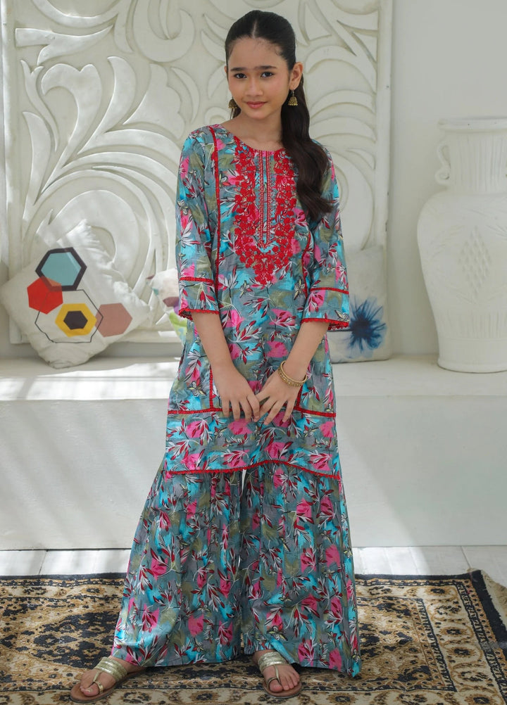 Khanak Girls RTW Embroidered Cotton 2 Piece Suit KST-196 - Casual Collection