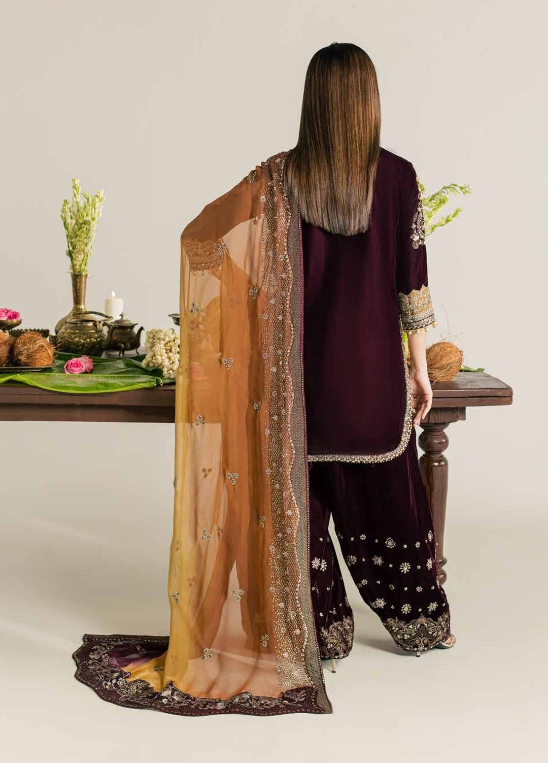 Maya by Nureh Unstitched Embroidered Velvet 3 Piece Suit NU26UMV NW-134 - Wedding Collection