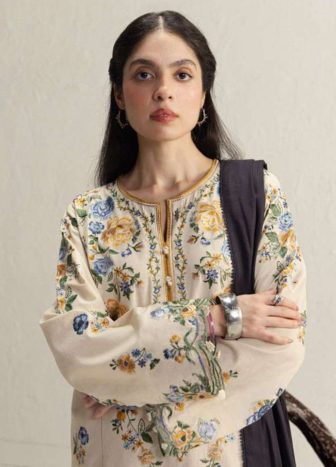 Coco by Zara Shahjahan Unstitched Khaddar 3 Piece Suit CZS26UKW ASMANI 9B - Winter Collection