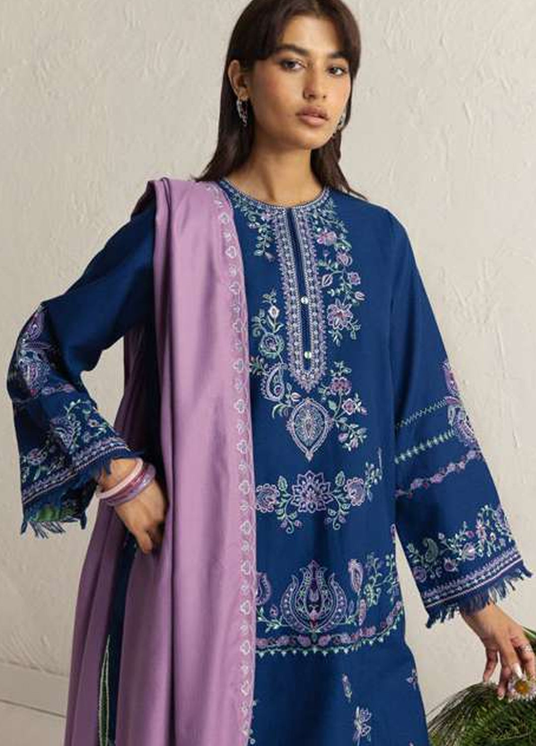 Coco by Zara Shahjahan Unstitched Khaddar 3 Piece Suit CZS26UKW NEELAM 4A - Winter Collection