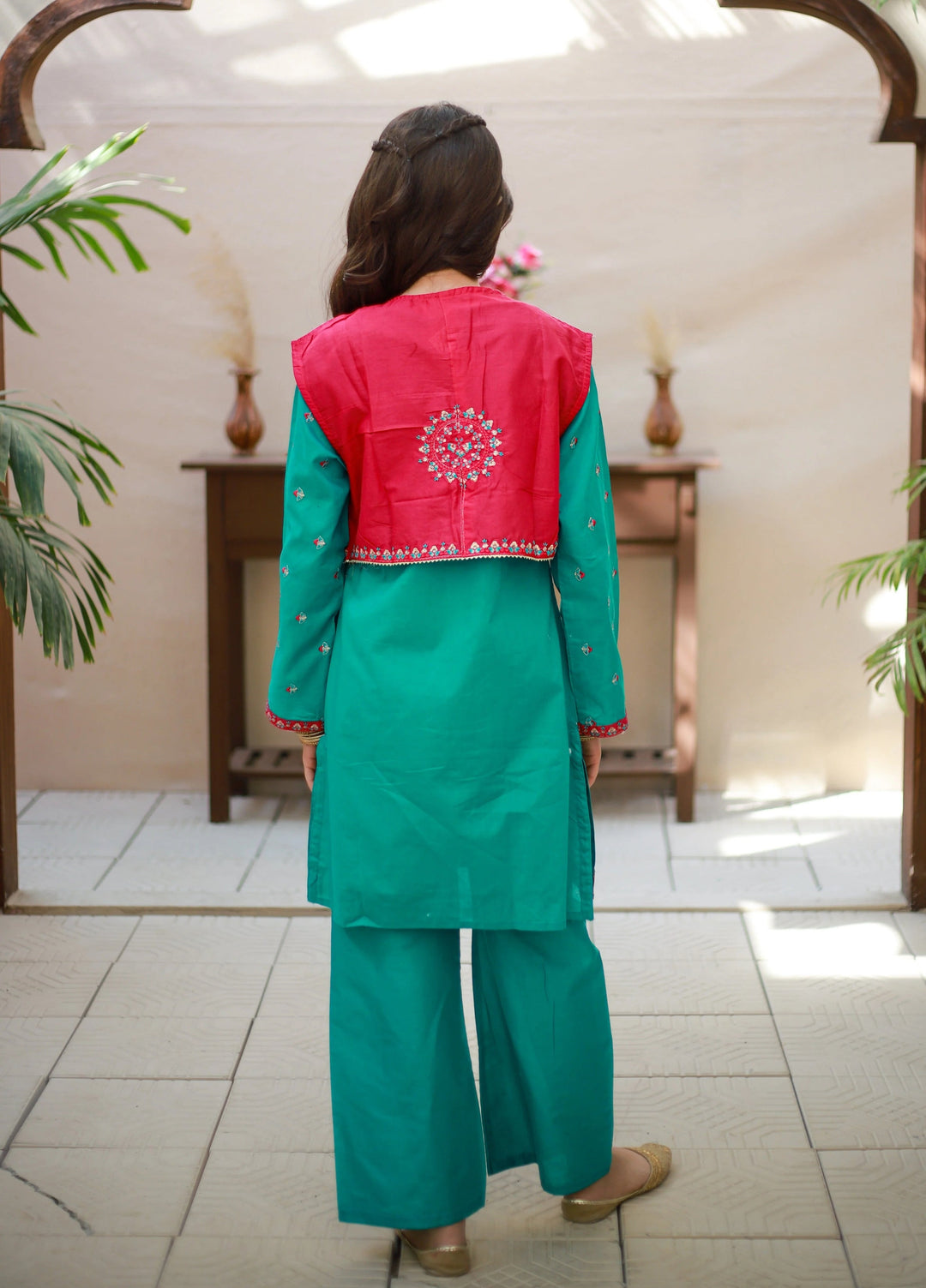 Khanak Girls RTW Embroidered Cotton 2 Piece Suit KST-163 - Casual Collection