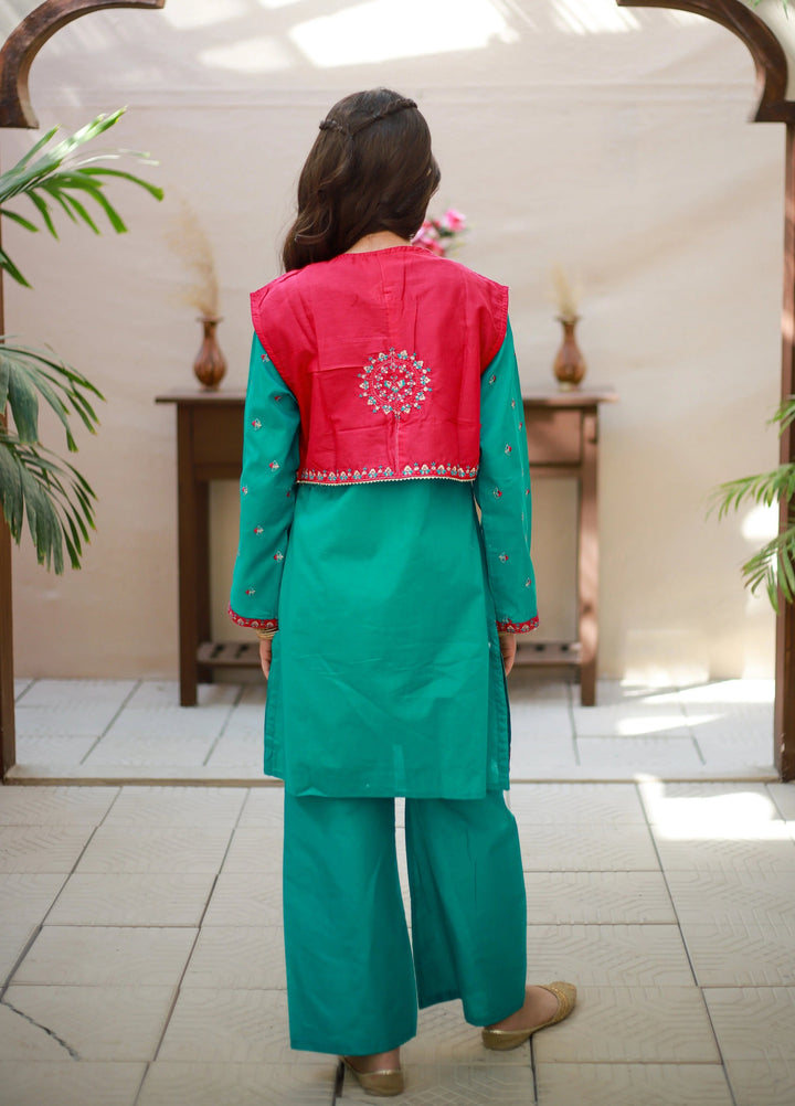 Khanak Girls RTW Embroidered Cotton 2 Piece Suit KST-163 - Casual Collection
