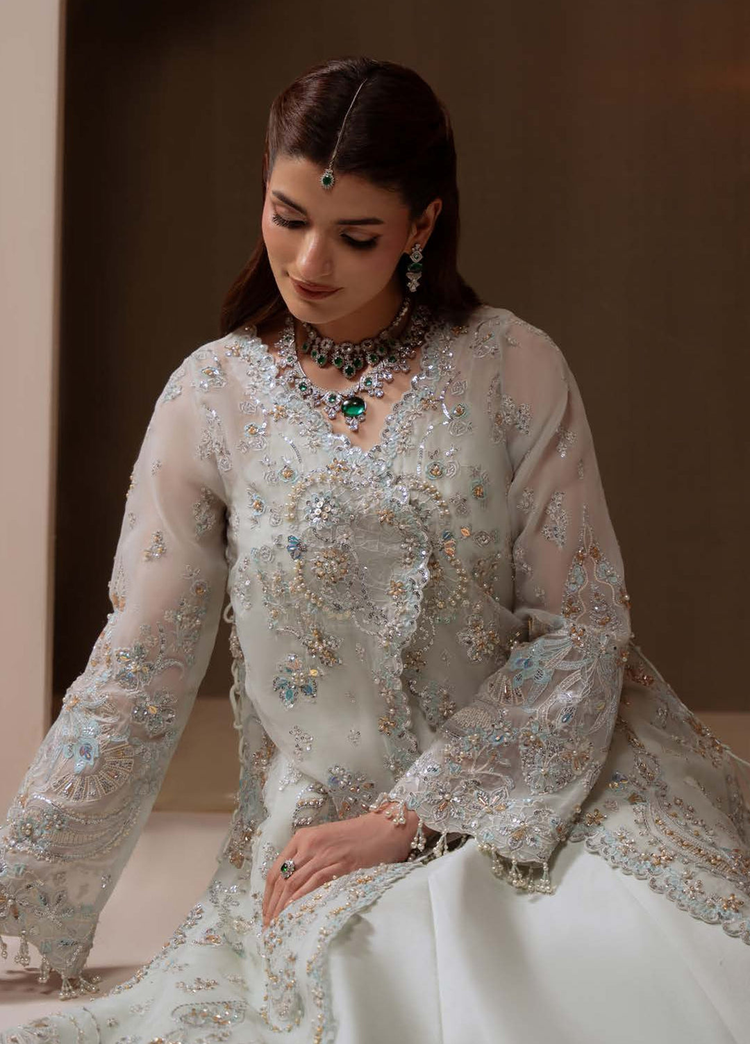 Ember by Aylin Unstitched Embroidered Organza 3 Piece Suit AY26UEW Celeste - Wedding Collection
