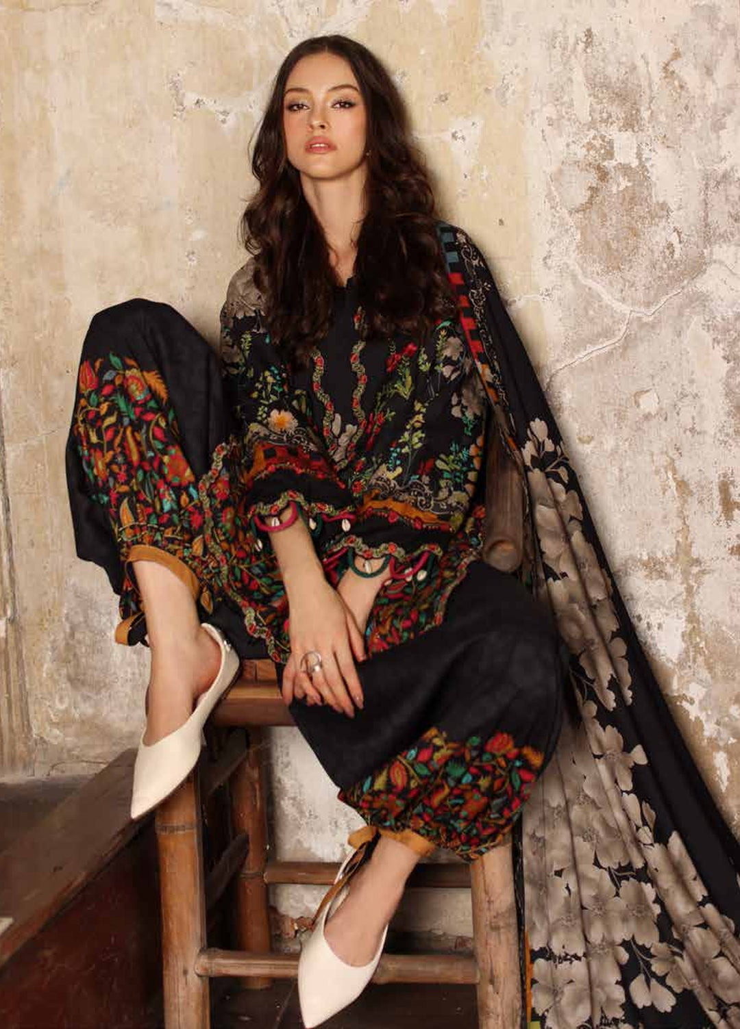 Combination by Charizma Unstitched Embroidered Linen 3 Piece Suit CHR26UCL CCW7-01 - Casual Collection