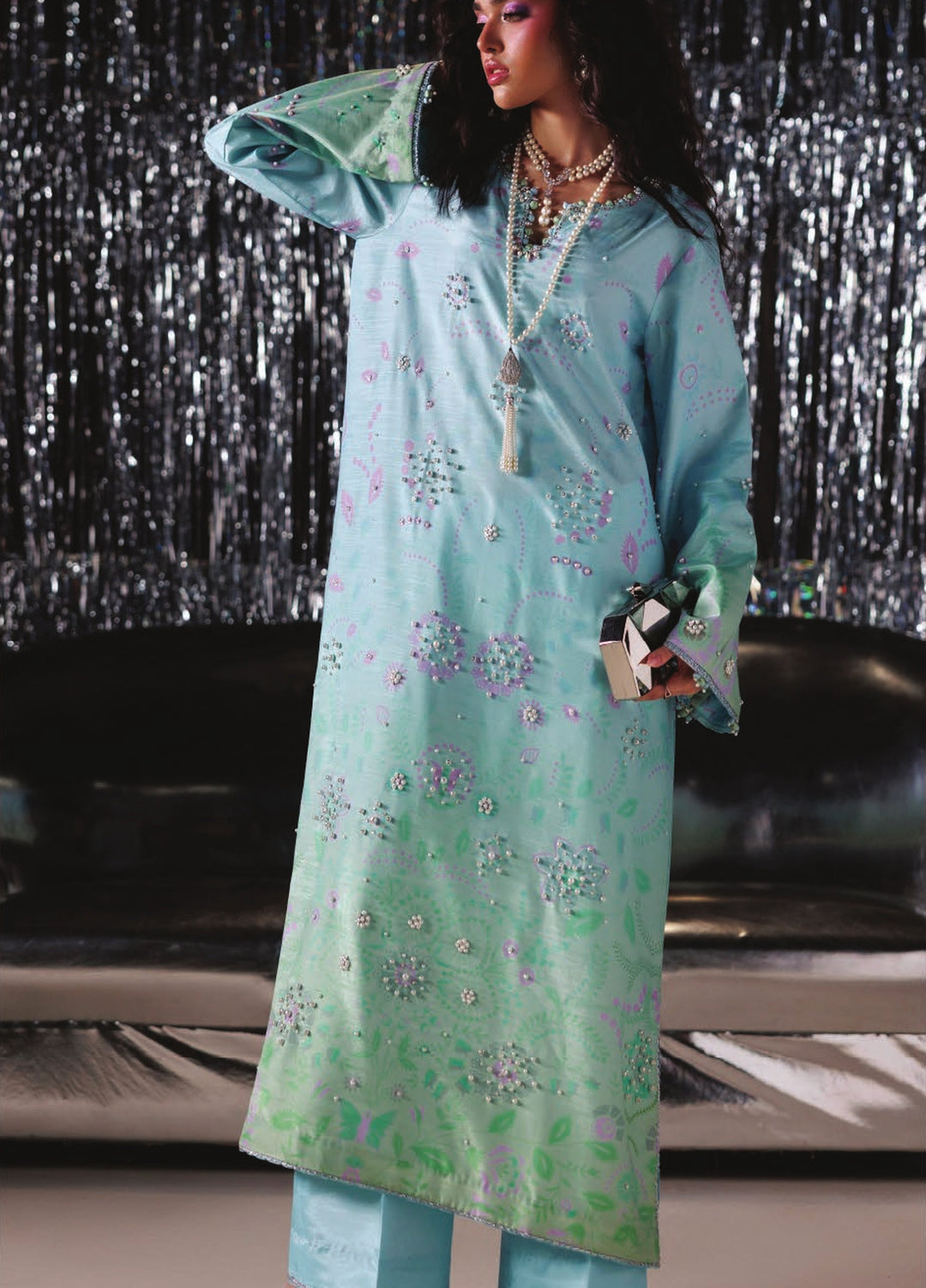 Luxe by Rang Rasiya Unstitched Printed Raw Silk 3 Piece Suit RR26ULS Luvelle - Festive Collection