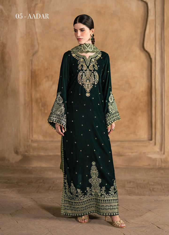 Mor by Xenia Formals Unstitched Embroidered Velvet 3 Piece Suit XE26UMV 05 Aadar - Festive Collection
