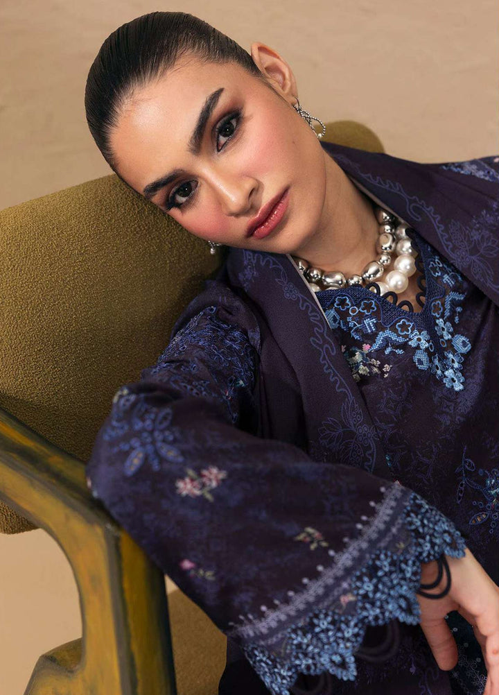 Q prints by Qalamkar Unstitched Embroidered Slub Linen 3 Piece Suit QLK26ULQ Noreen QPW-08A - Winter Collection