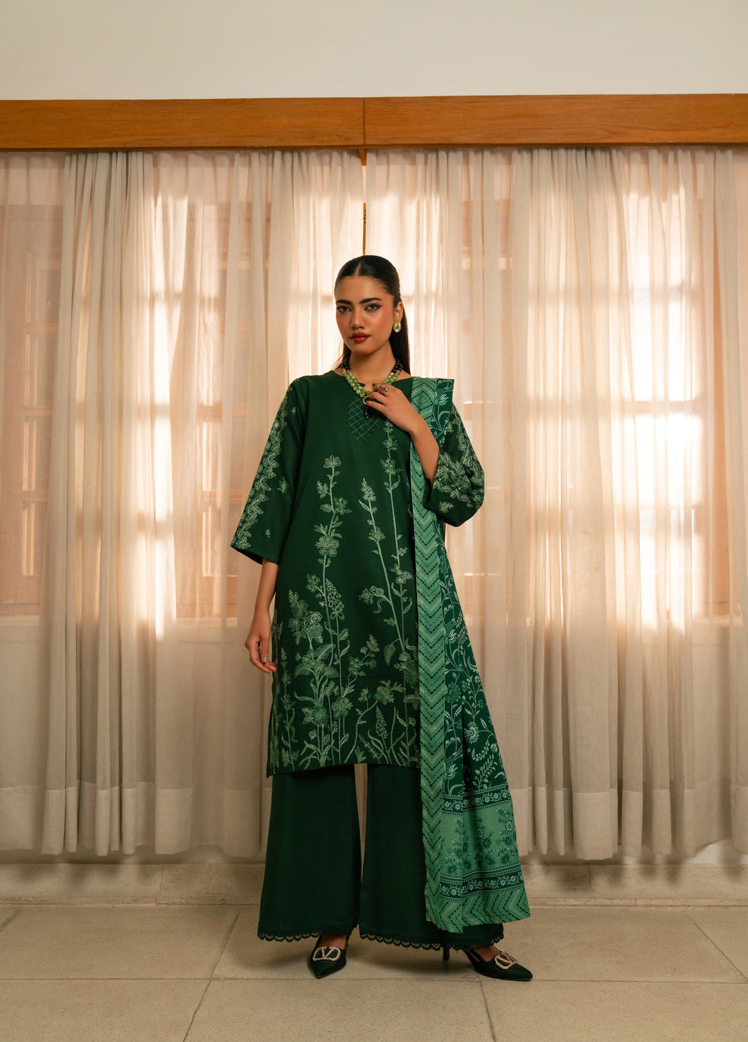 Manzil by Rashid Textiles Unstitched Embroidered Khaddar 3 Piece Suit RT26UKM D-1038 - Winter Collection