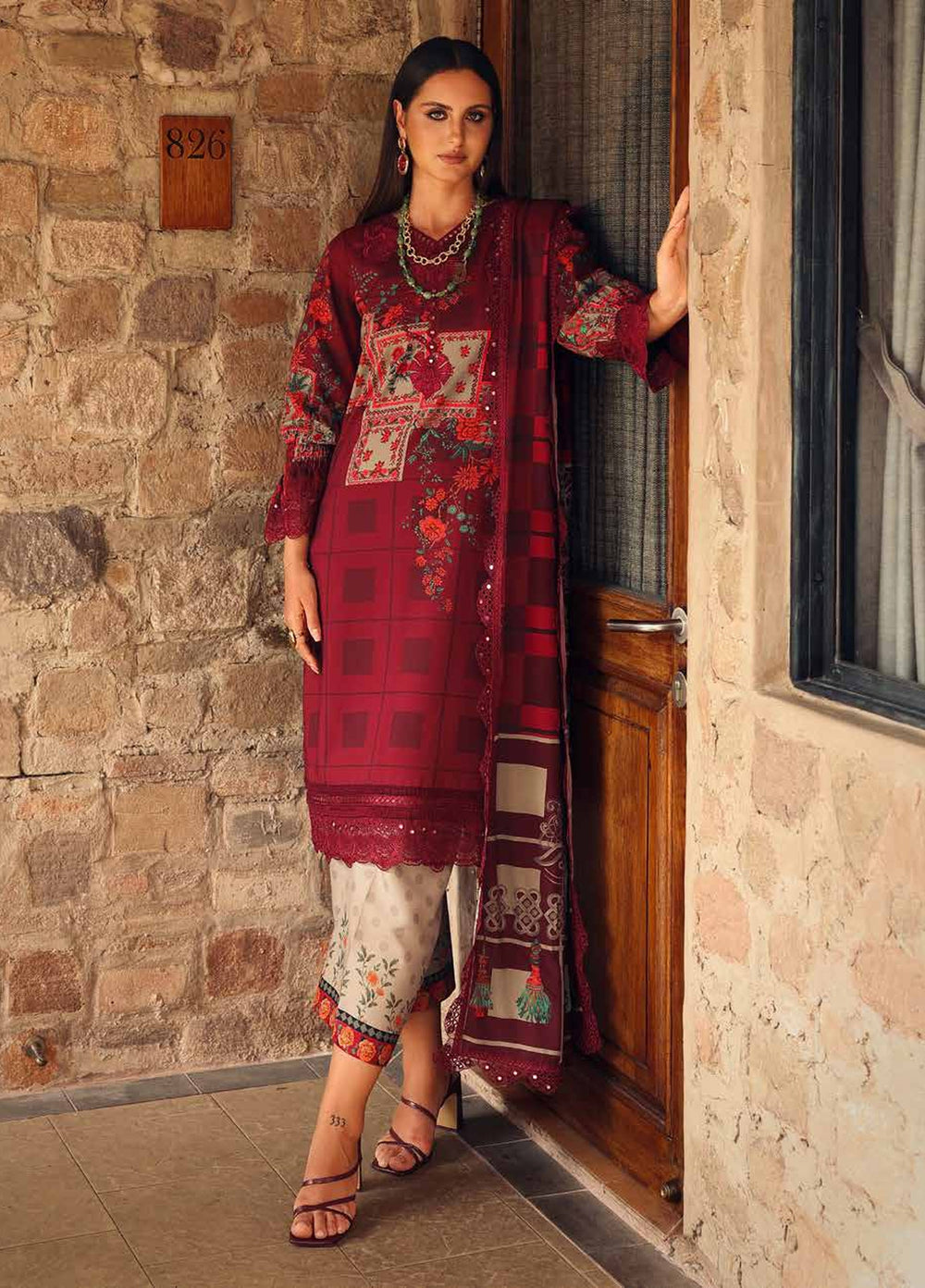 Combination by Charizma Unstitched Embroidered Linen 3 Piece Suit CHR26UCL CCW7-06 - Casual Collection