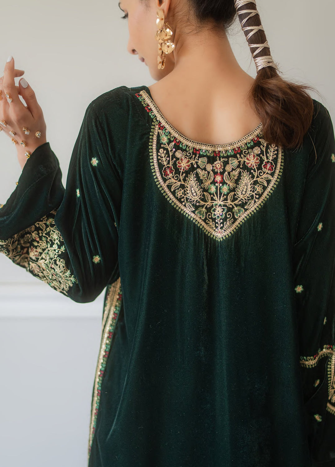 Atelier Velours by Rashid Textiles RTW Embroidered Velvet 2 Piece Suit RT26RAV Emerald - Festive Collection