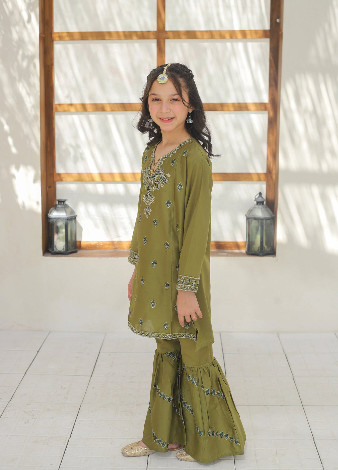 Khanak Girls RTW Embroidered Cotton 2 Piece Suit KST-146 - Casual Collection
