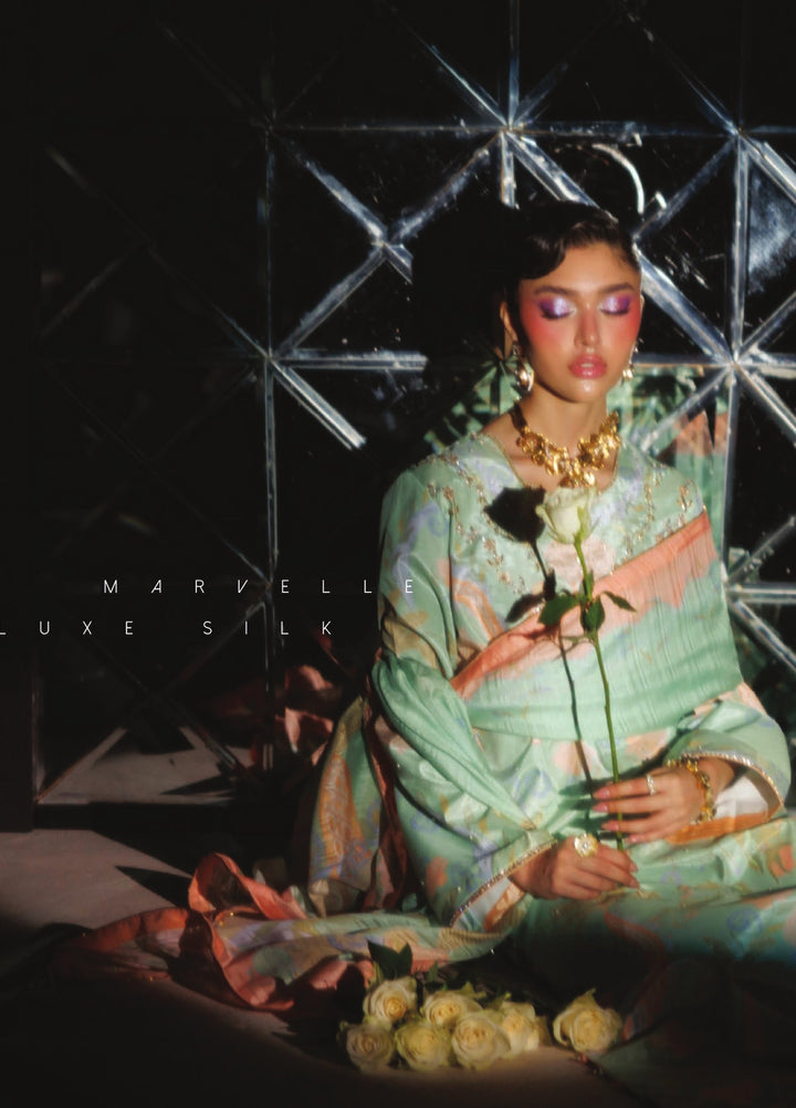 Luxe by Rang Rasiya Unstitched Printed Raw Silk 3 Piece Suit RR26ULS Marvelle - Festive Collection