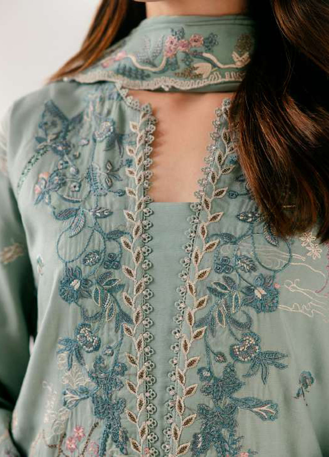 Luxe Silk by Florent Unstitched Embroidered Raw Silk 3 Piece Suit FL26ULS Emeraude - Festive Collection