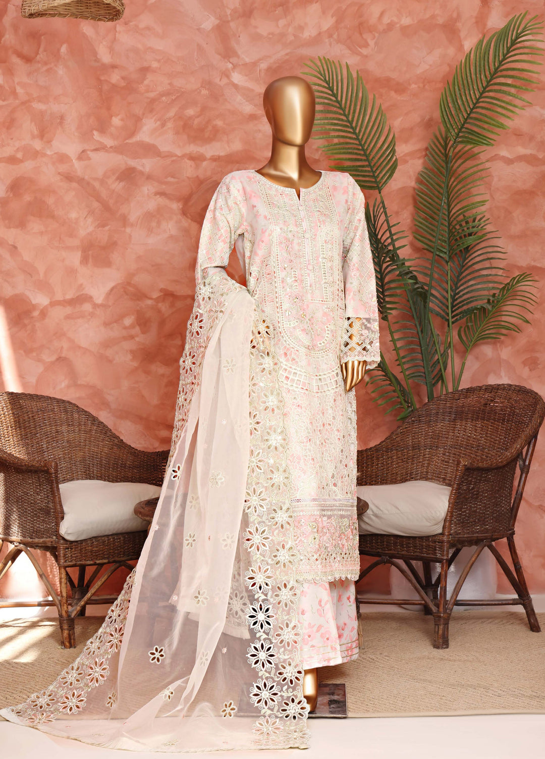 Shaahkaar by HZ Textiles RTW Embroidered Organza 3 Piece Suit HZ26PSO HZK-243 Pastel Green - Festive Collection
